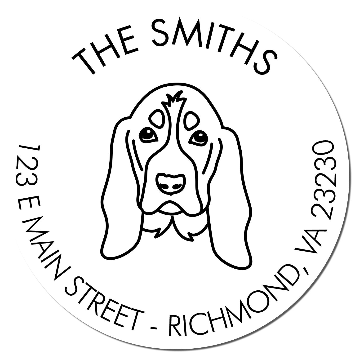 Slim Pre-Inked Basset Hound Personalized Home Address Stamp for Envelopes