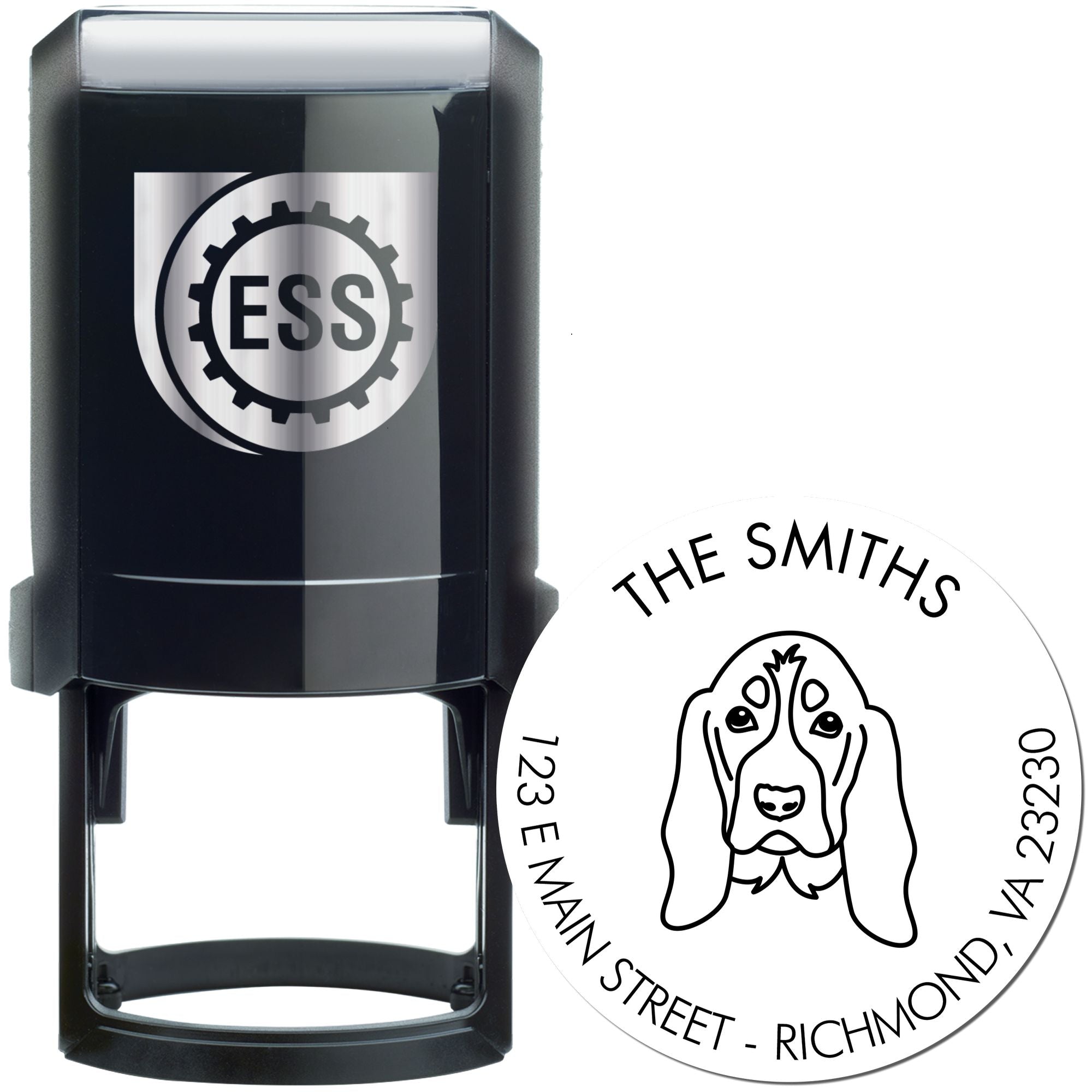 Self-Inking Basset Hound Customized House Address Rubber Stamp