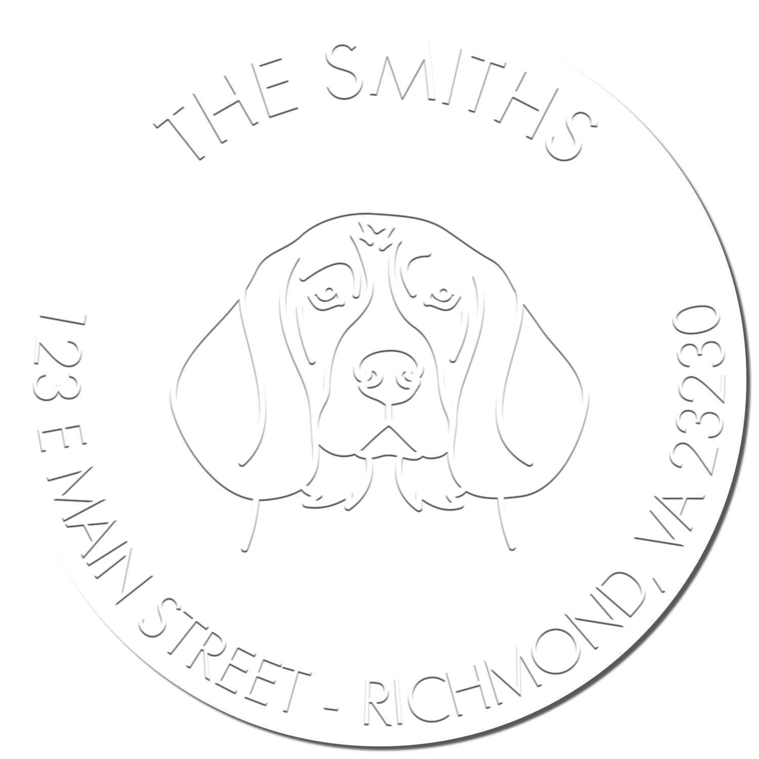 Personalized Mailing Address Seal Soft Embosser with Beagle Dog