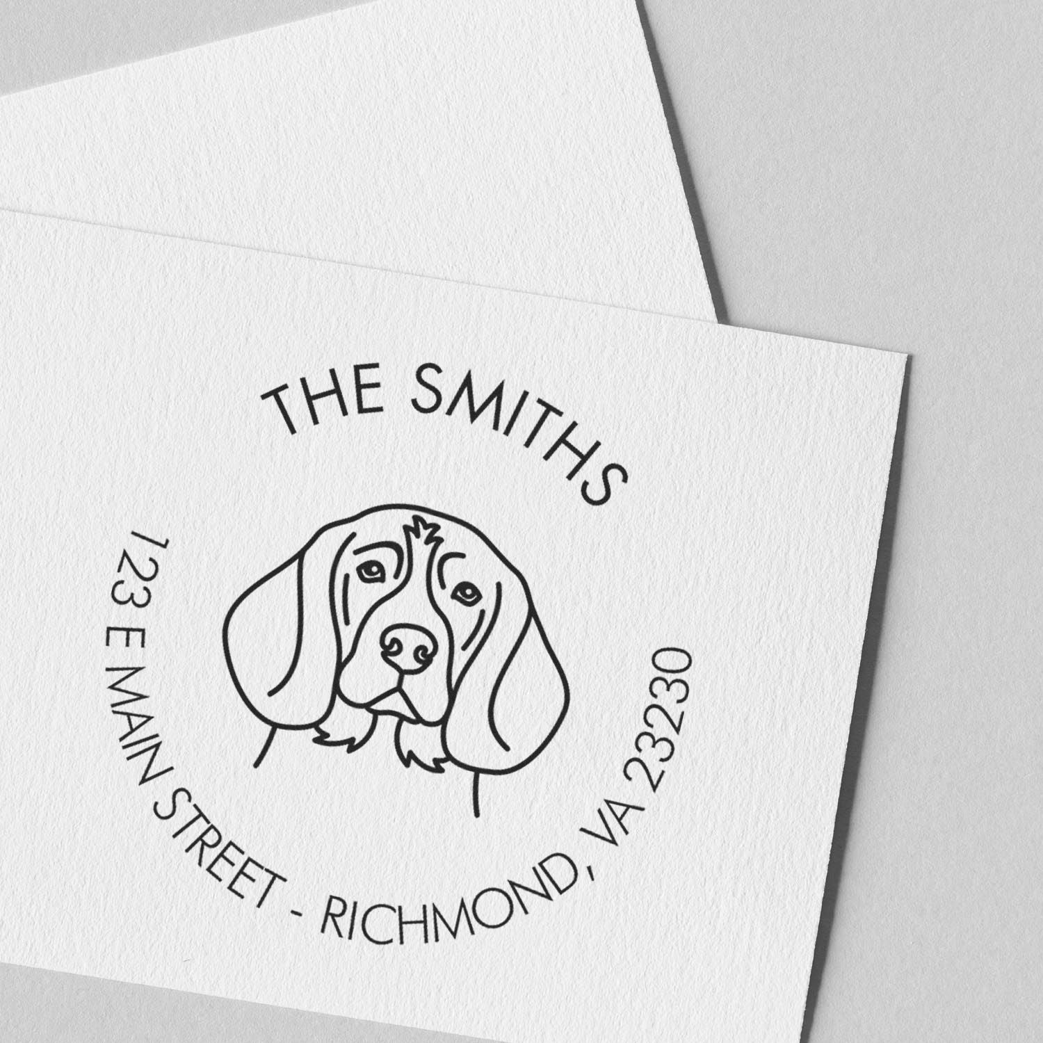 Slim Pre-Inked Beagle Personalized House Address Stamper