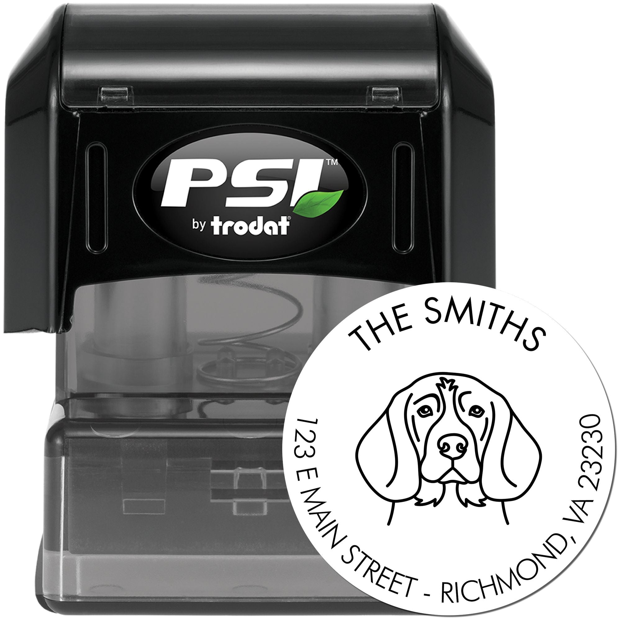 PSI Pre-Inked Beagle Made-to-Order Address Label Rubber Stamp