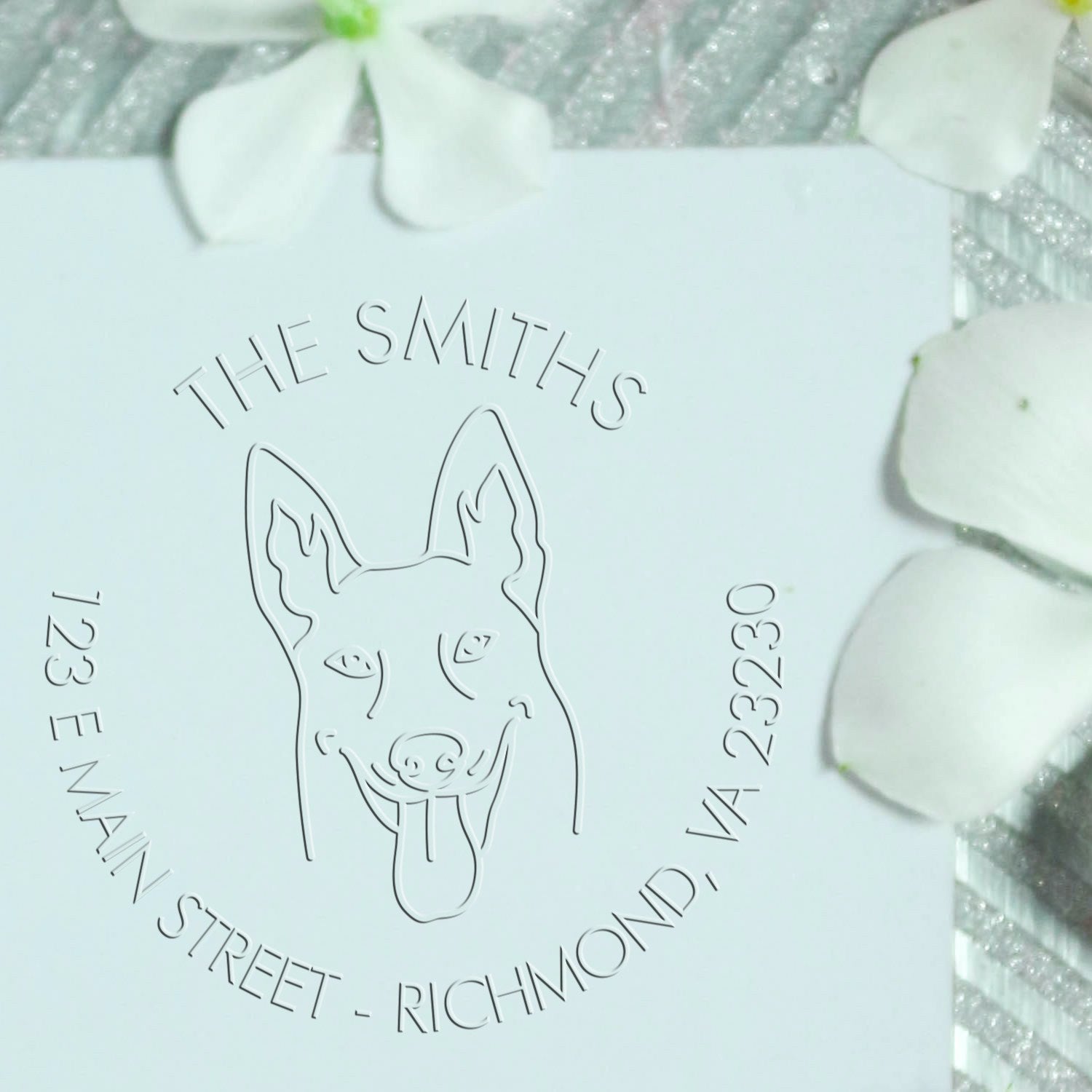 Belgian Malinois Dog Customizable Mailing Address Embossing Seal