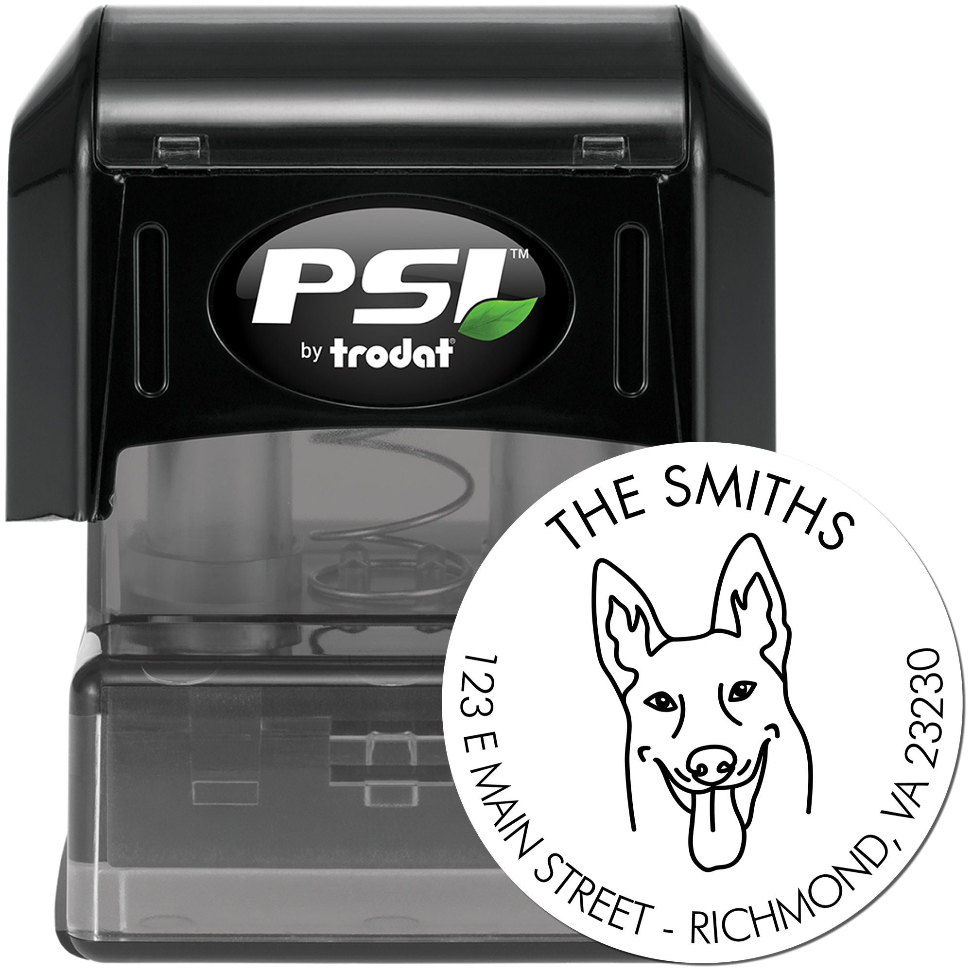 PSI Pre-Inked Belgian Malinois Made-to-Order Address Stamp