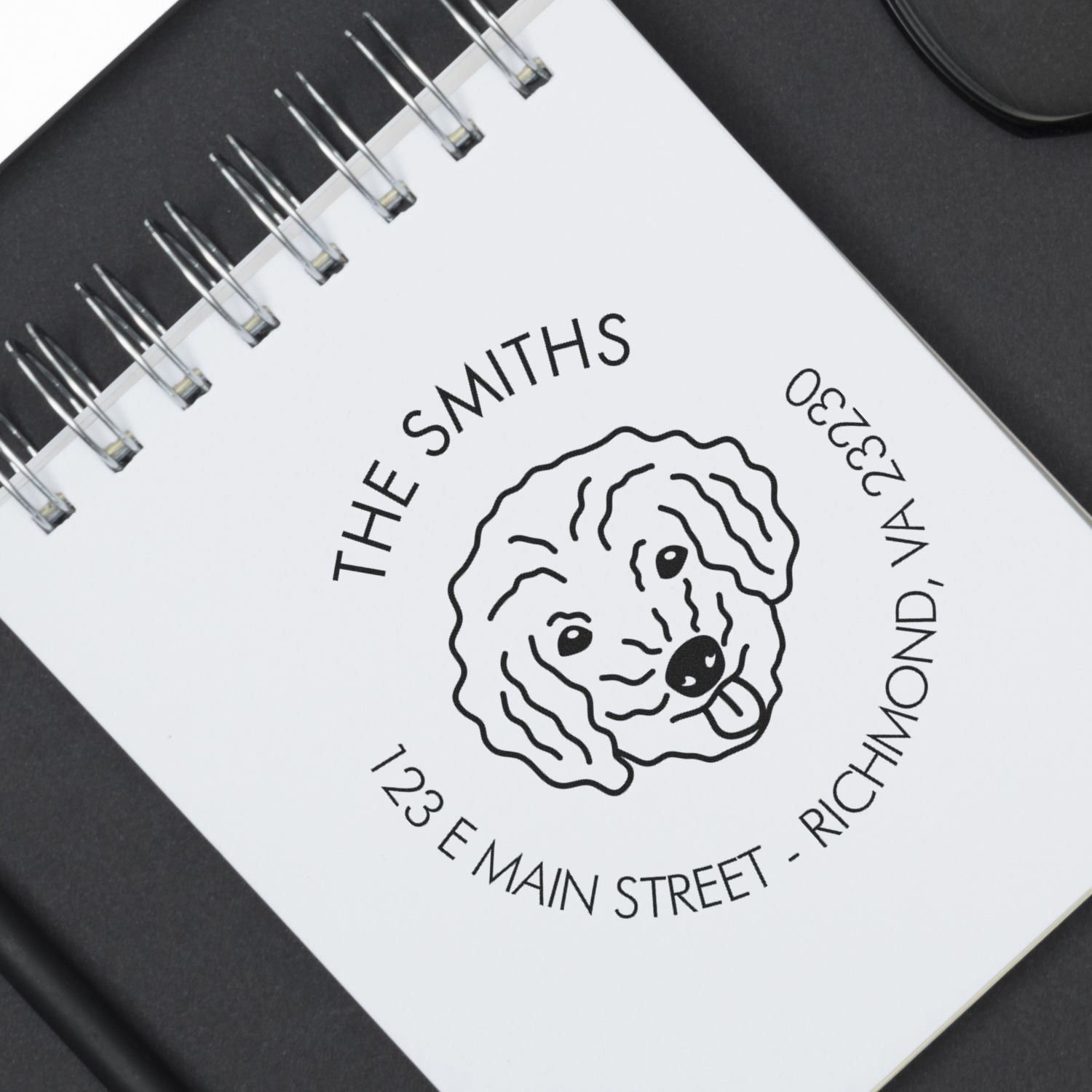 Slim Pre-Inked Bichon Poo Personalized Dog Design Address Stamper