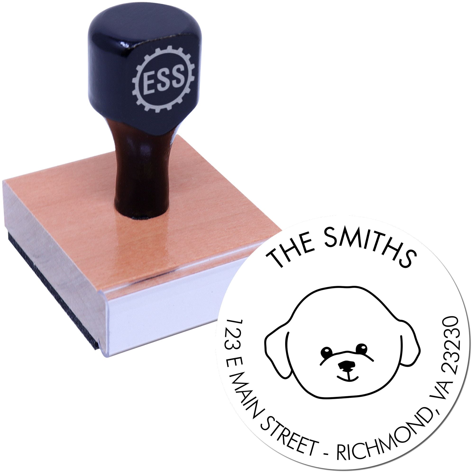 Wood Handle Bichon Custom Made House Address Stamp