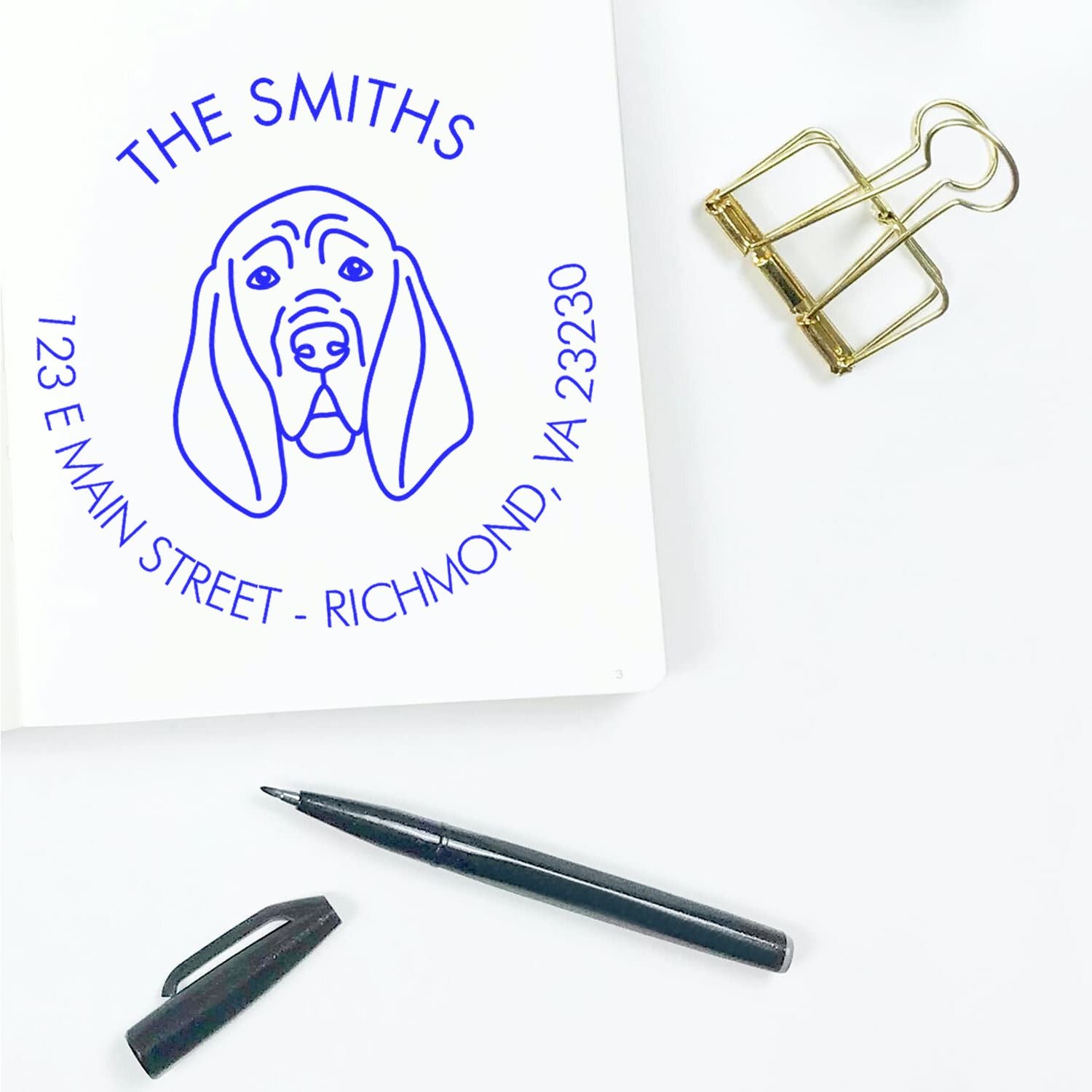 Self-Inking Blood Hound Customized Dog Return Address Stamp for Envelopes