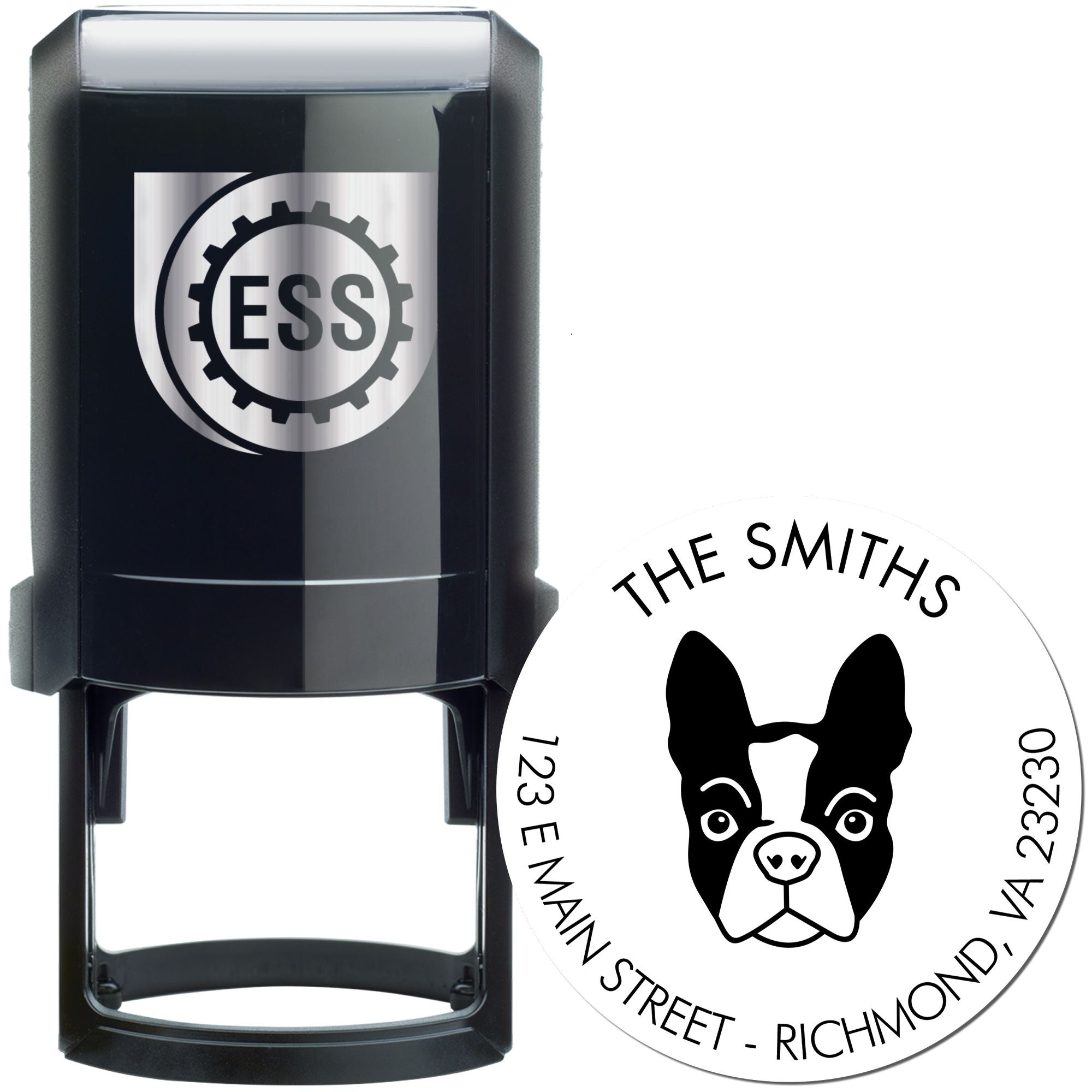 Self-Inking Boston Terrier Customized Easy-To-Use Address Rubber Stamp