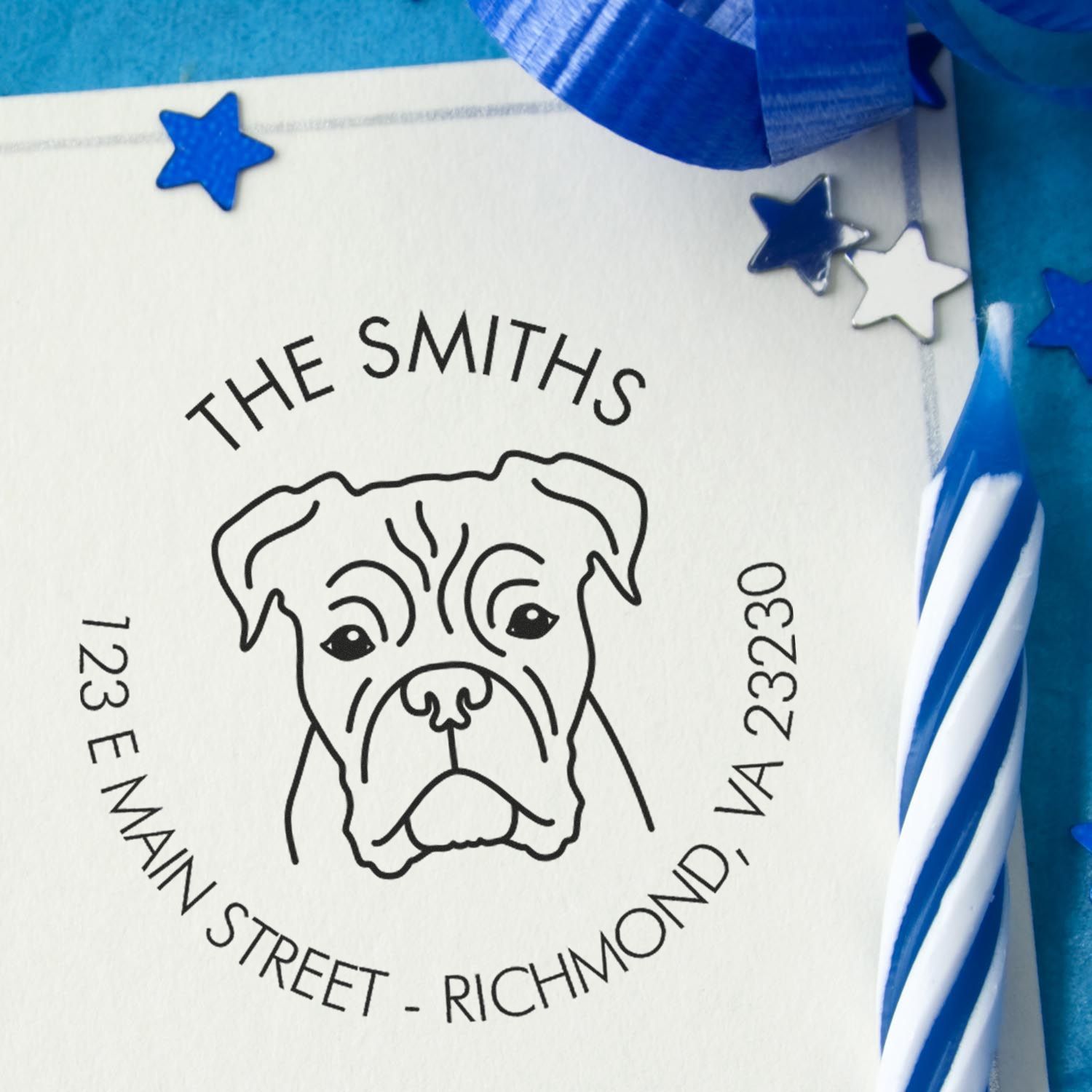 Slim Pre-Inked Boxer Personalized Dog Lover's Address Stamper