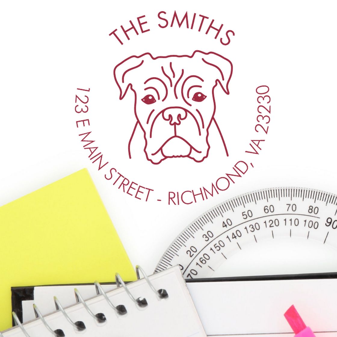 Slim Pre-Inked Boxer Personalized Dog Lover's Address Stamper