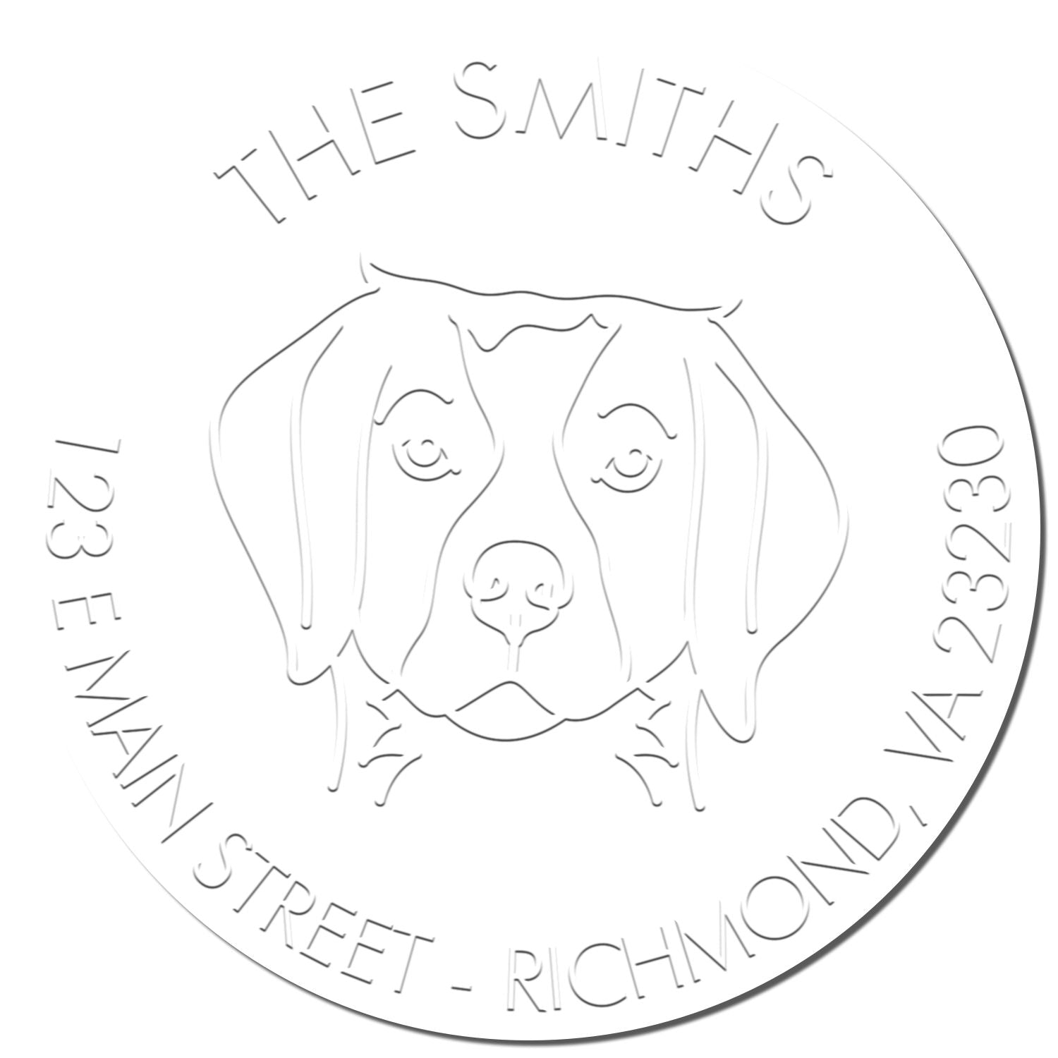 Personalized Return Soft Embosser Seal with Brittany Spaniel Dog