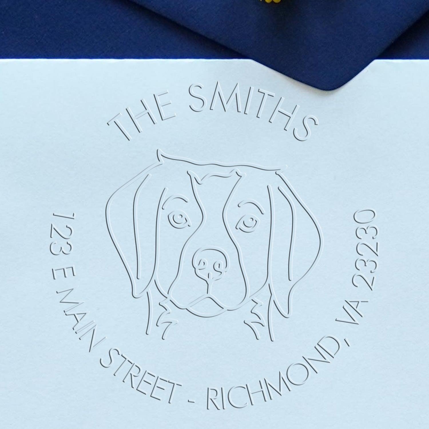 Personalized Return Soft Embosser Seal with Brittany Spaniel Dog