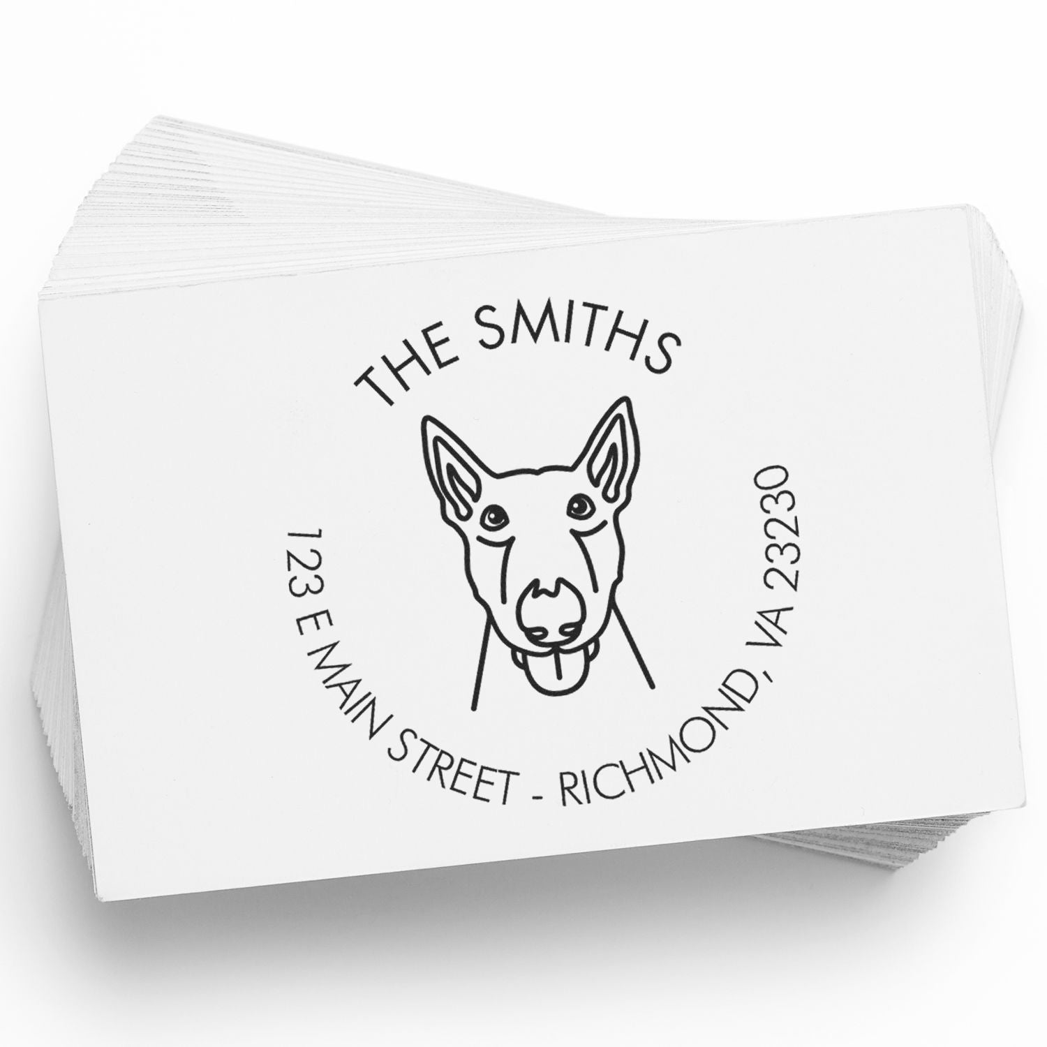 Slim Pre-Inked Bull Terrier Personalized Dog Return Address Stamp