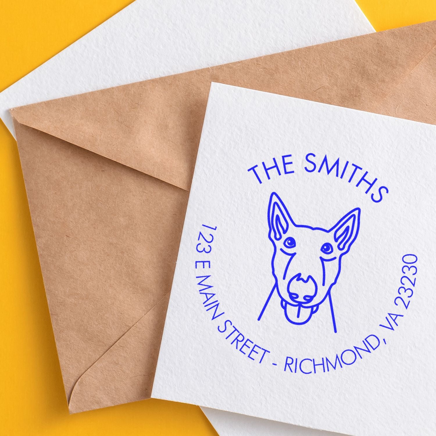 Slim Pre-Inked Bull Terrier Personalized Dog Return Address Stamp