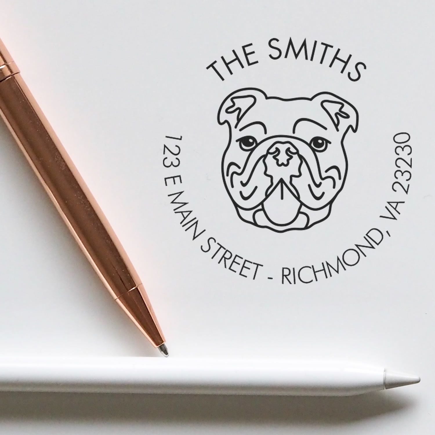 Wood Handle Bulldog Custom Made Address Label Stamp for Envelopes