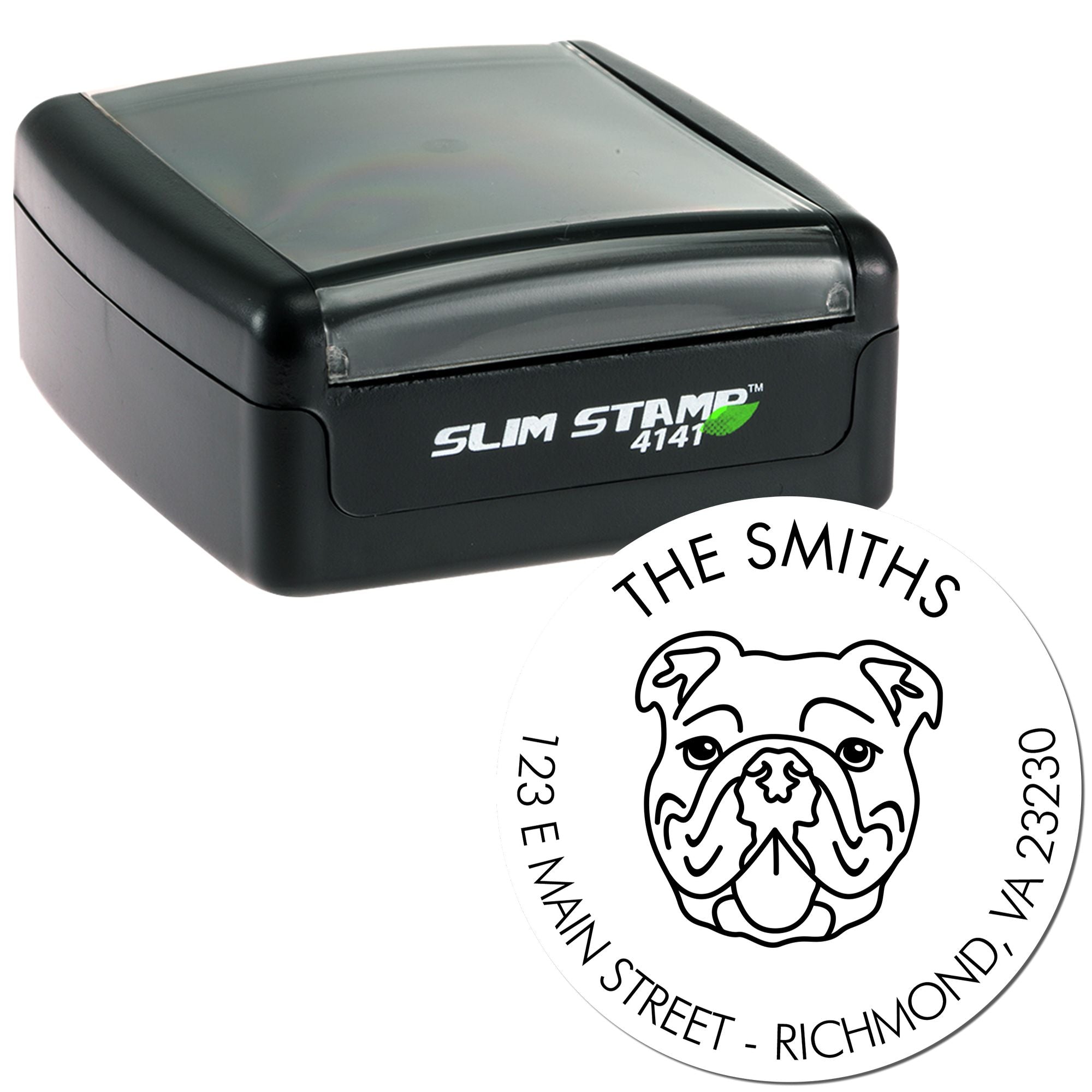 Slim Pre-Inked Bulldog Personalized Dog Return Address Stamp for Envelopes