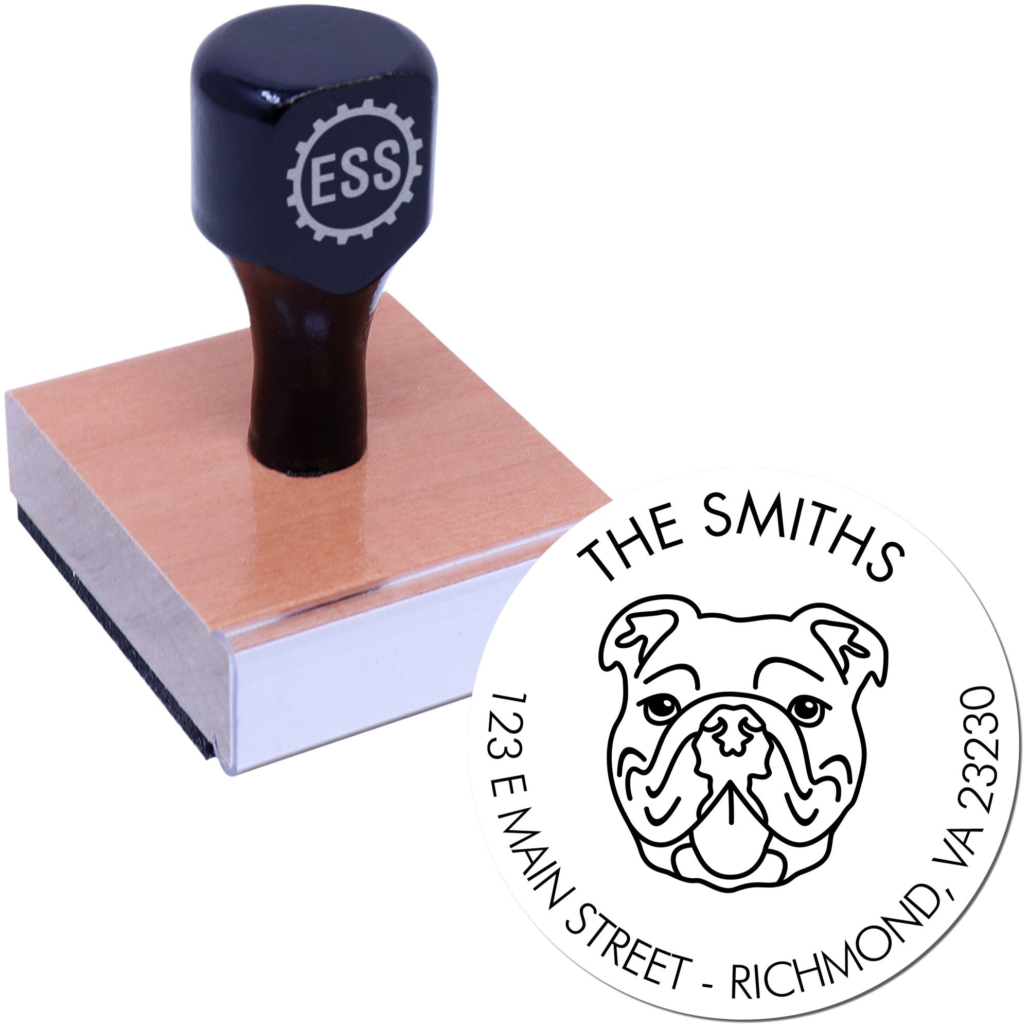 Wood Handle Bulldog Custom Made Address Label Stamp for Envelopes