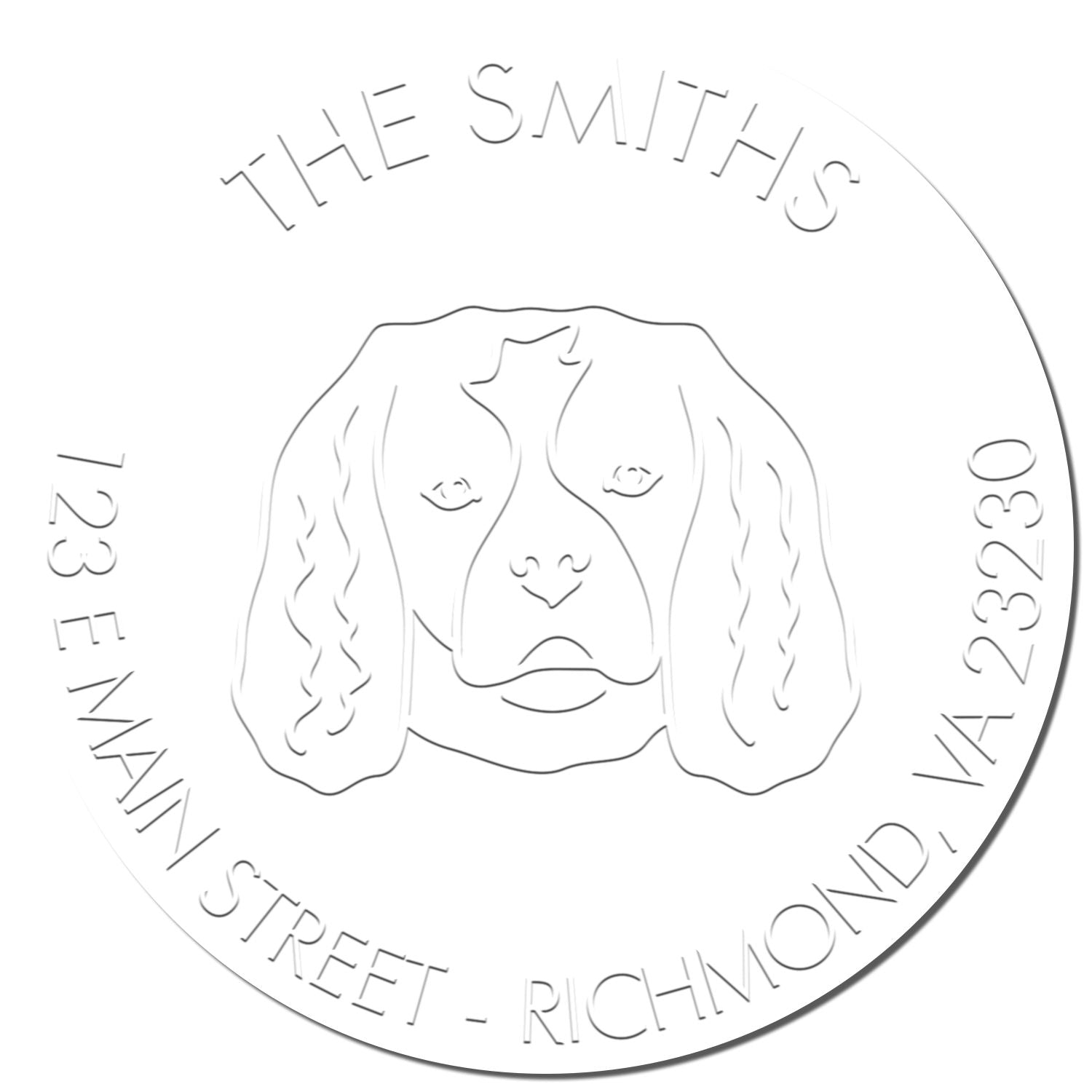 Personalized Return Embossing Stamp with Cavalier King Charles Dog
