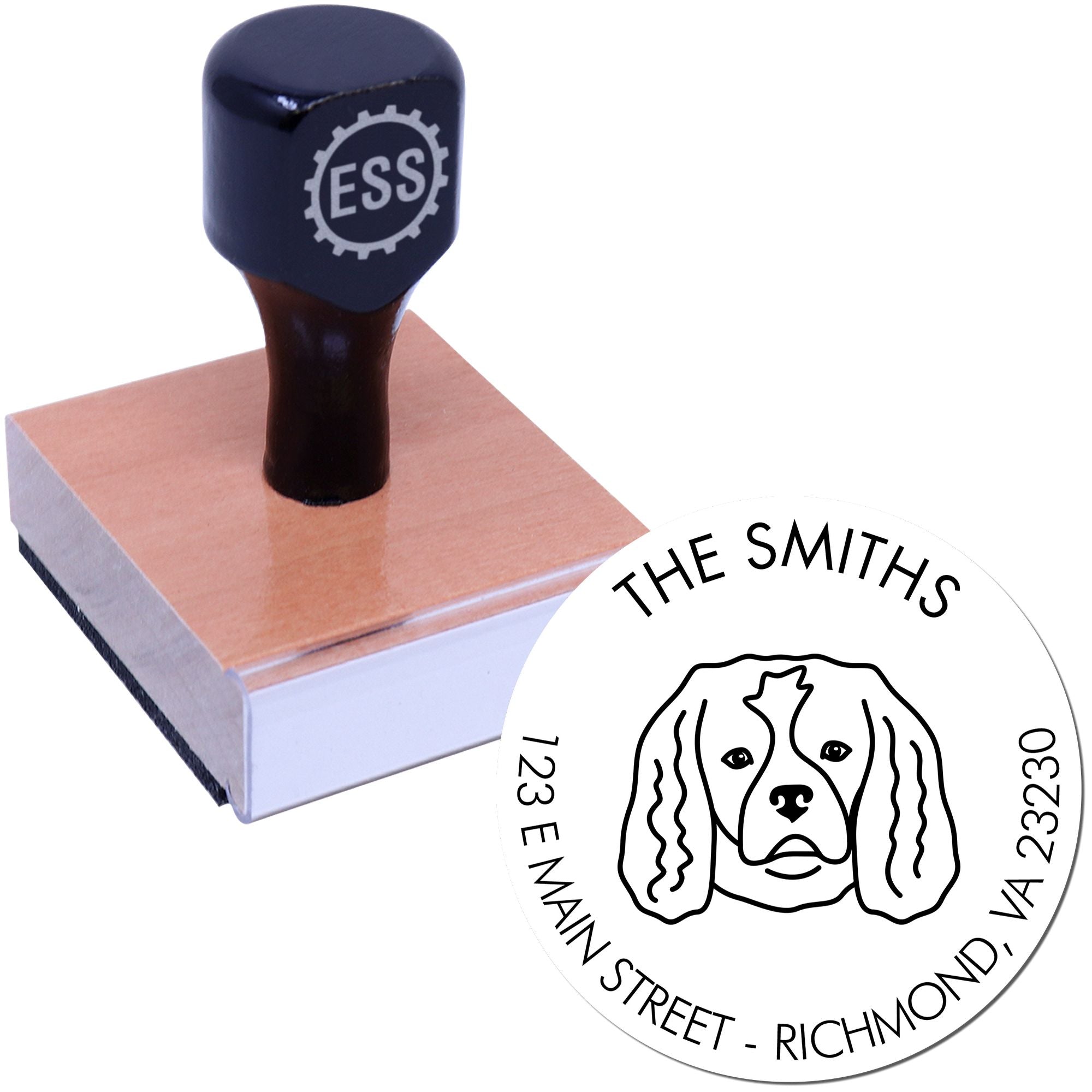 Wood Handle Cavalier King Charles Custom Made Address Label Stamper