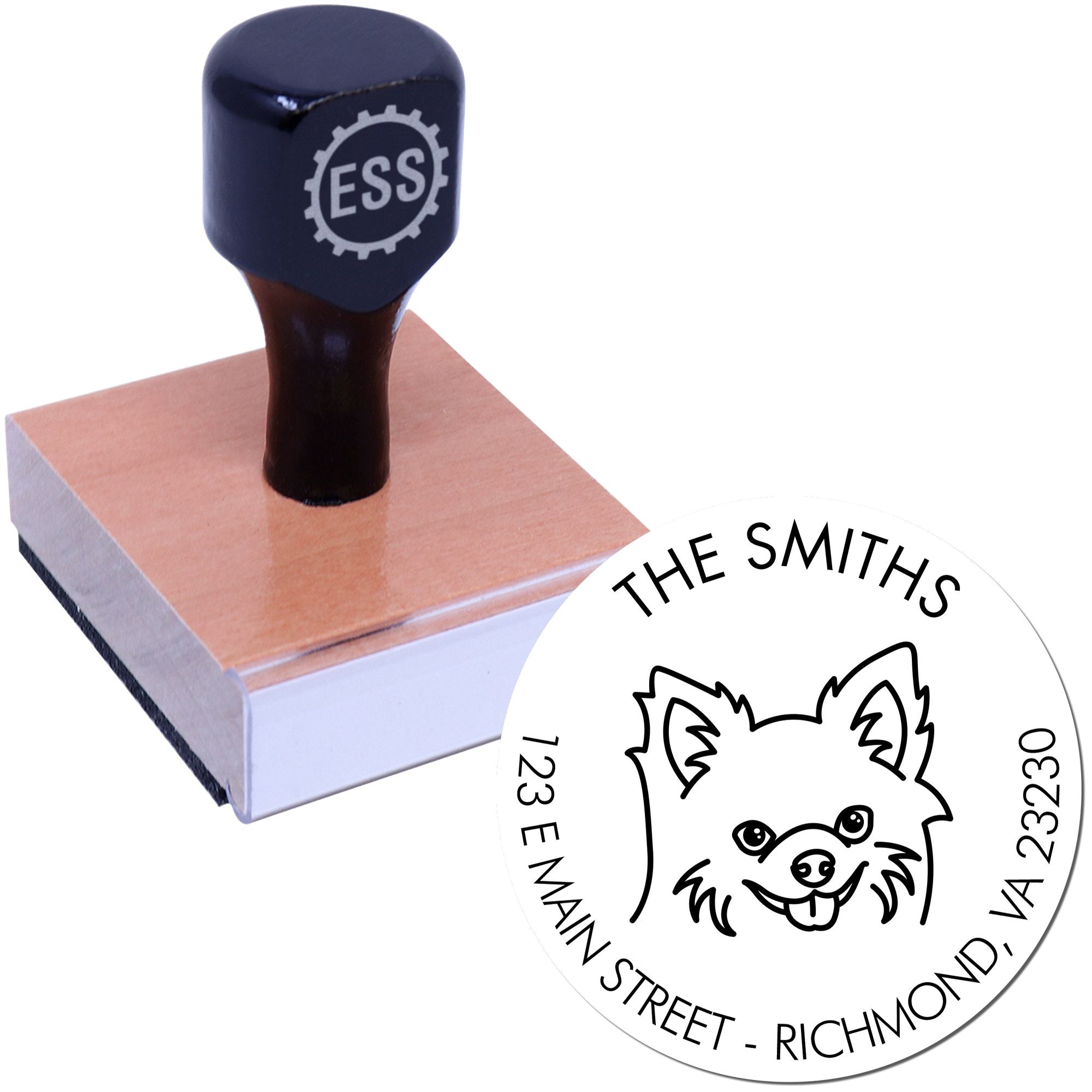 Wood Handle Chihuahua Custom Made Address Return Rubber Stamp