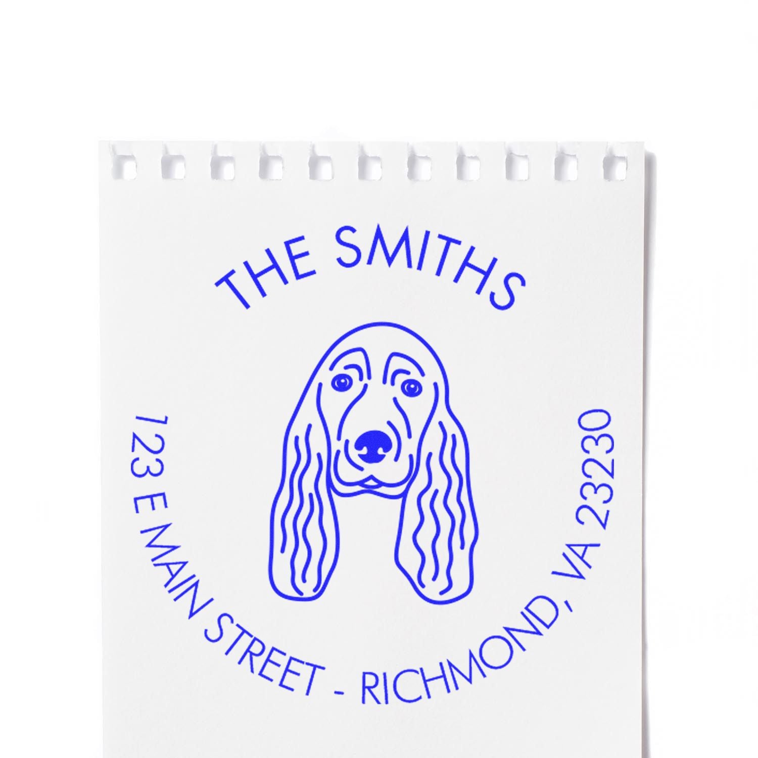 Slim Pre-Inked Cocker Spaniel Personalized High-Quality Address Rubber Stamp