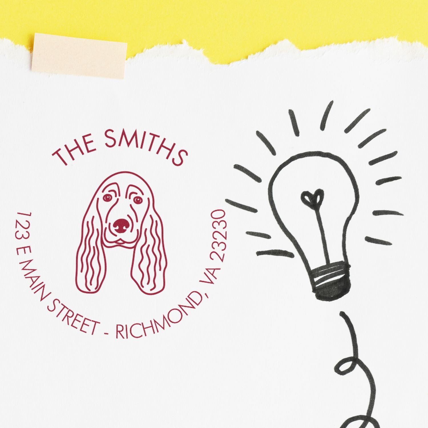 Slim Pre-Inked Cocker Spaniel Personalized High-Quality Address Rubber Stamp - Engineer Seal Stamps