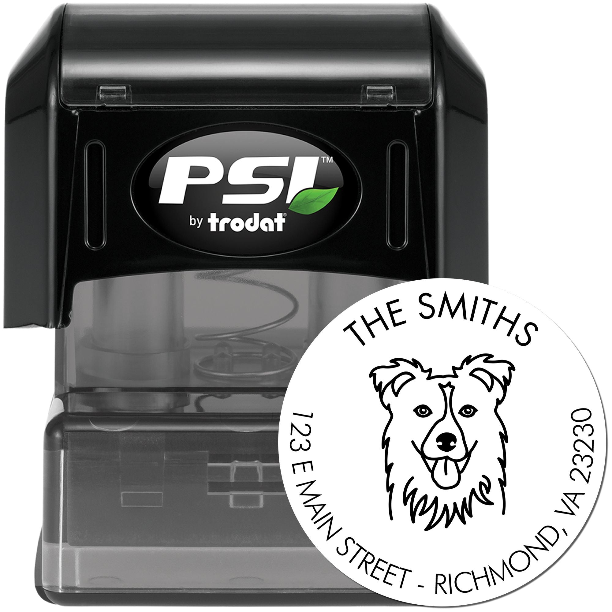 PSI Pre-Inked Collie Home Address Stamper - Engineer Seal Stamps