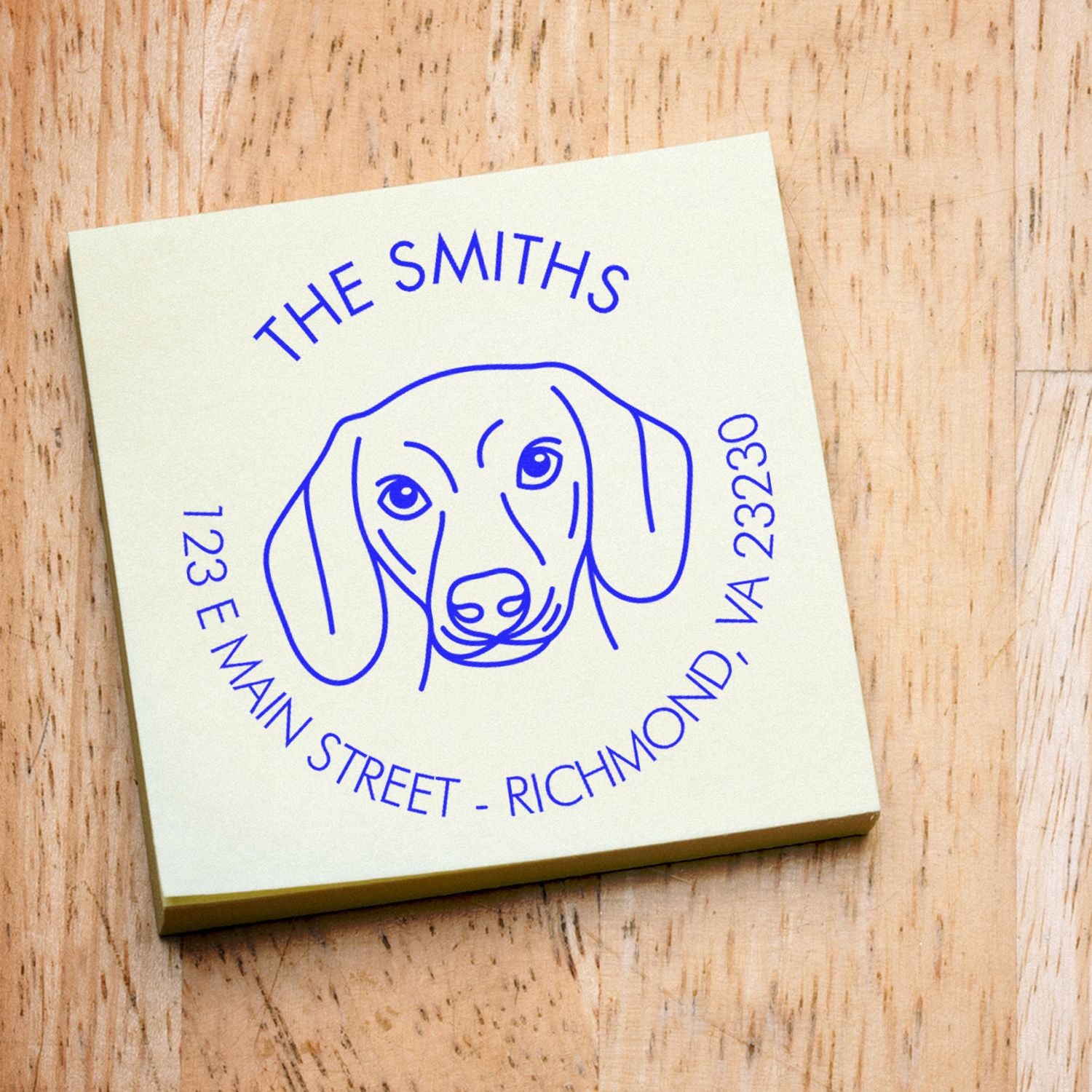 Wood Handle Dachshund Custom Made Address Return Stamper