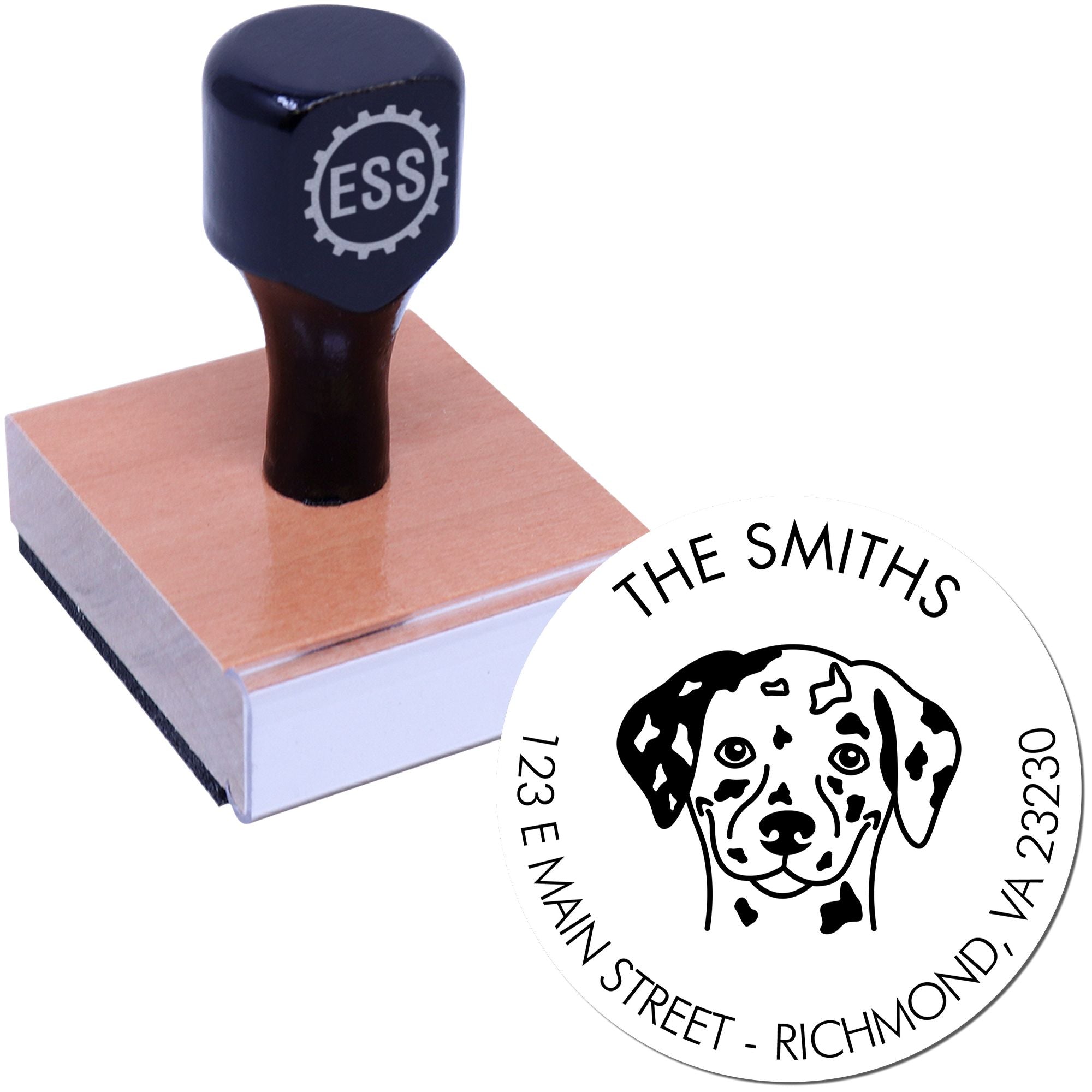 Wood Handle Dalmatian Custom Made Address Return Stamper