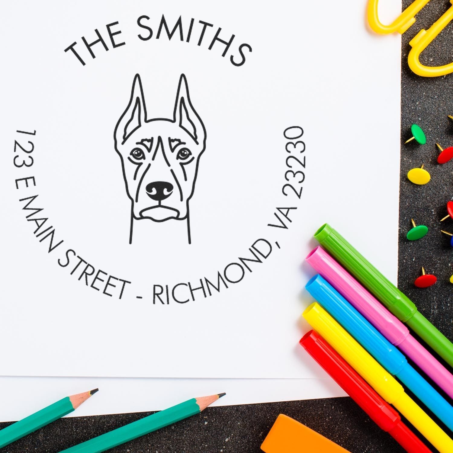 Self-Inking Doberman Customized Home Address Stamp for Envelopes