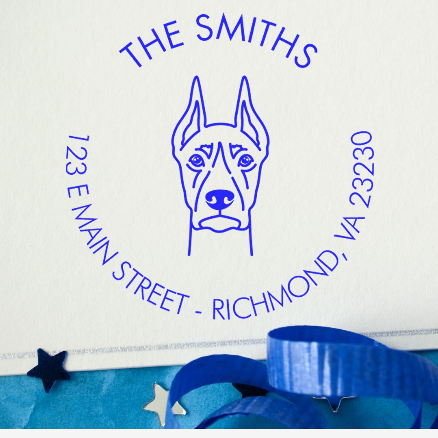 Wood Handle Doberman Custom Made Address Rubber Stamp