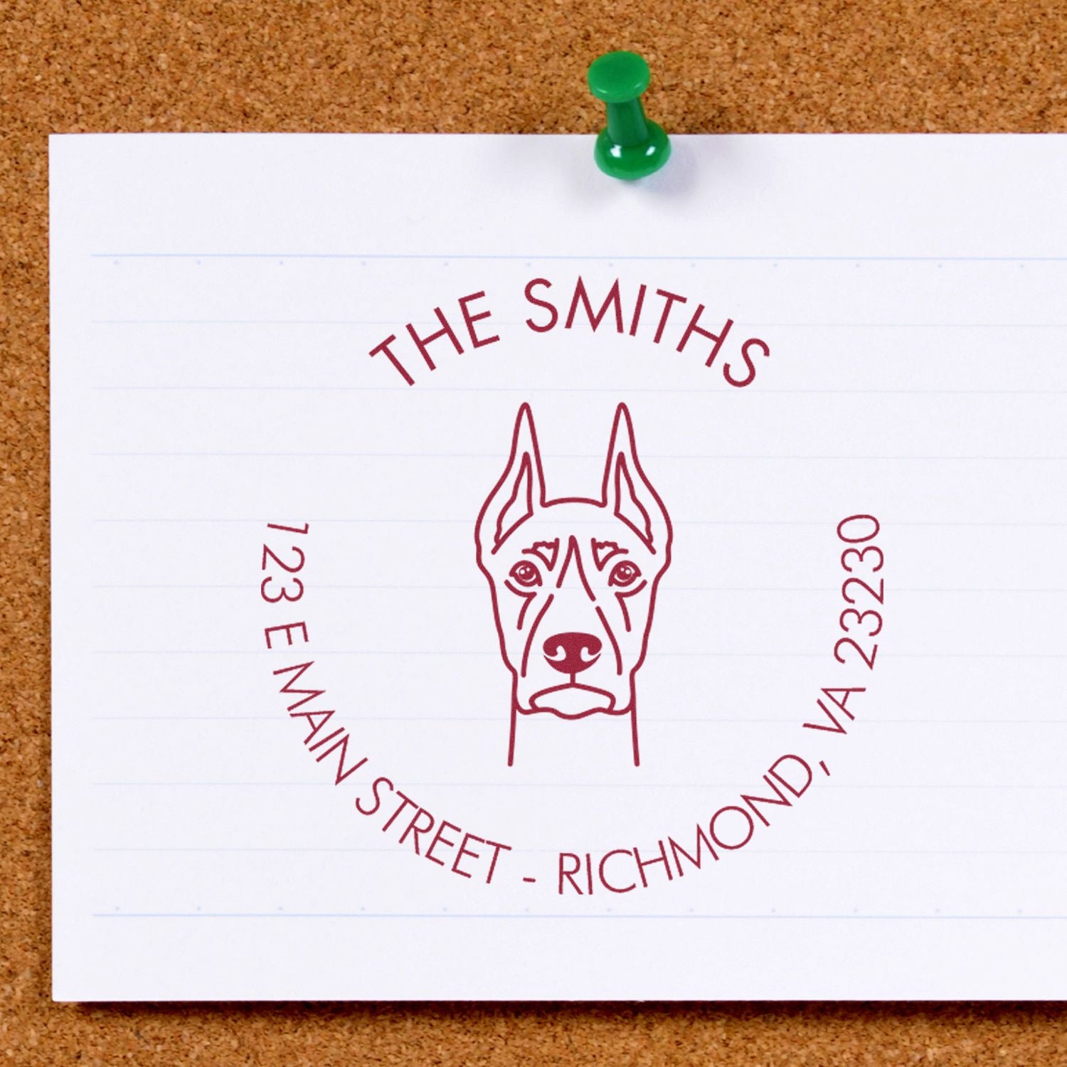 Wood Handle Doberman Custom Made Address Rubber Stamp