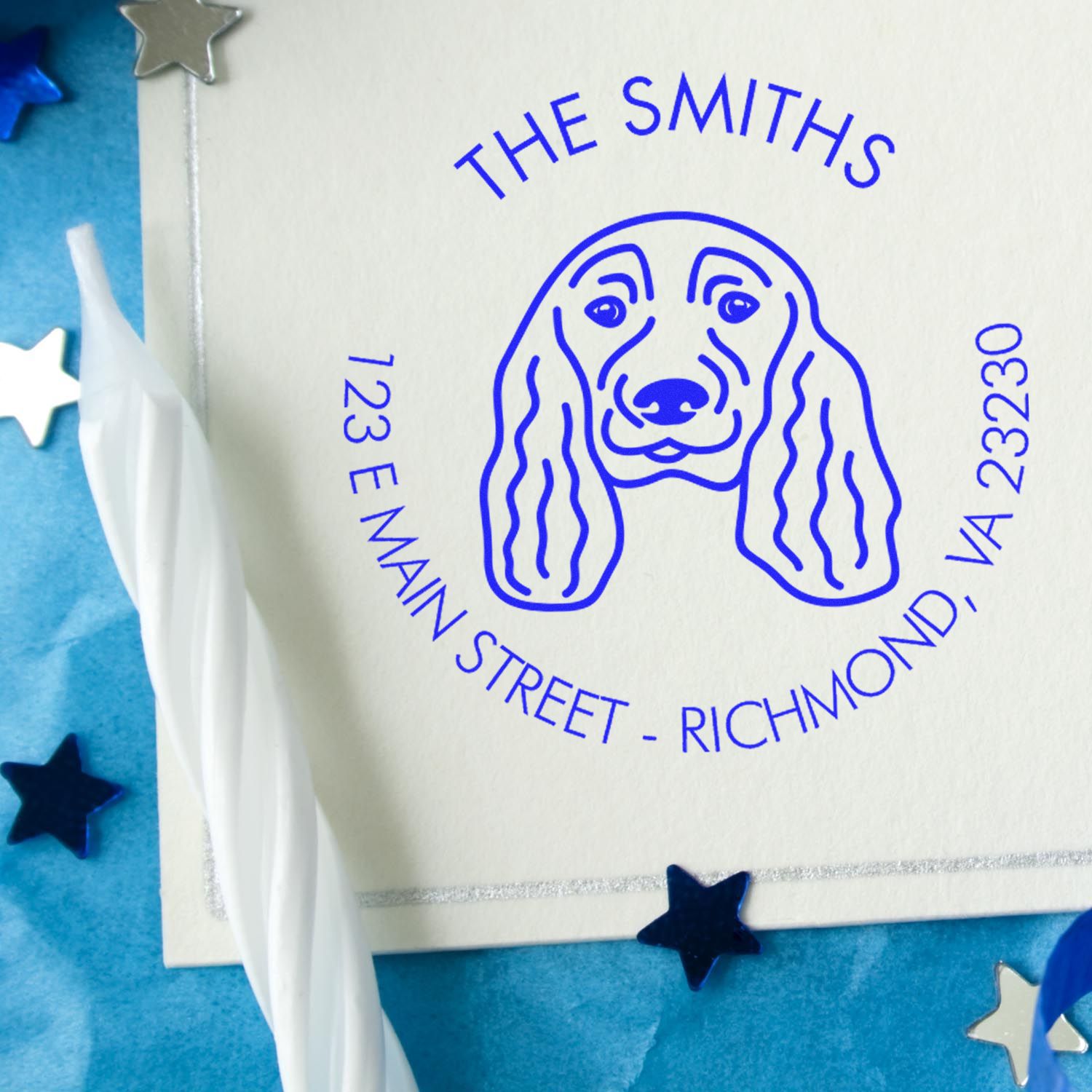 Slim Pre-Inked English Cocker Spaniel Personalized Home Address Stamp