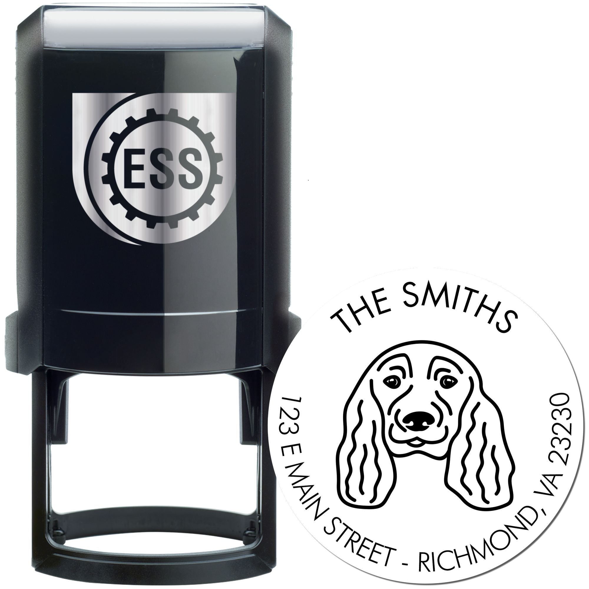 Self-Inking English Cocker Spaniel Customized Home Address Stamper