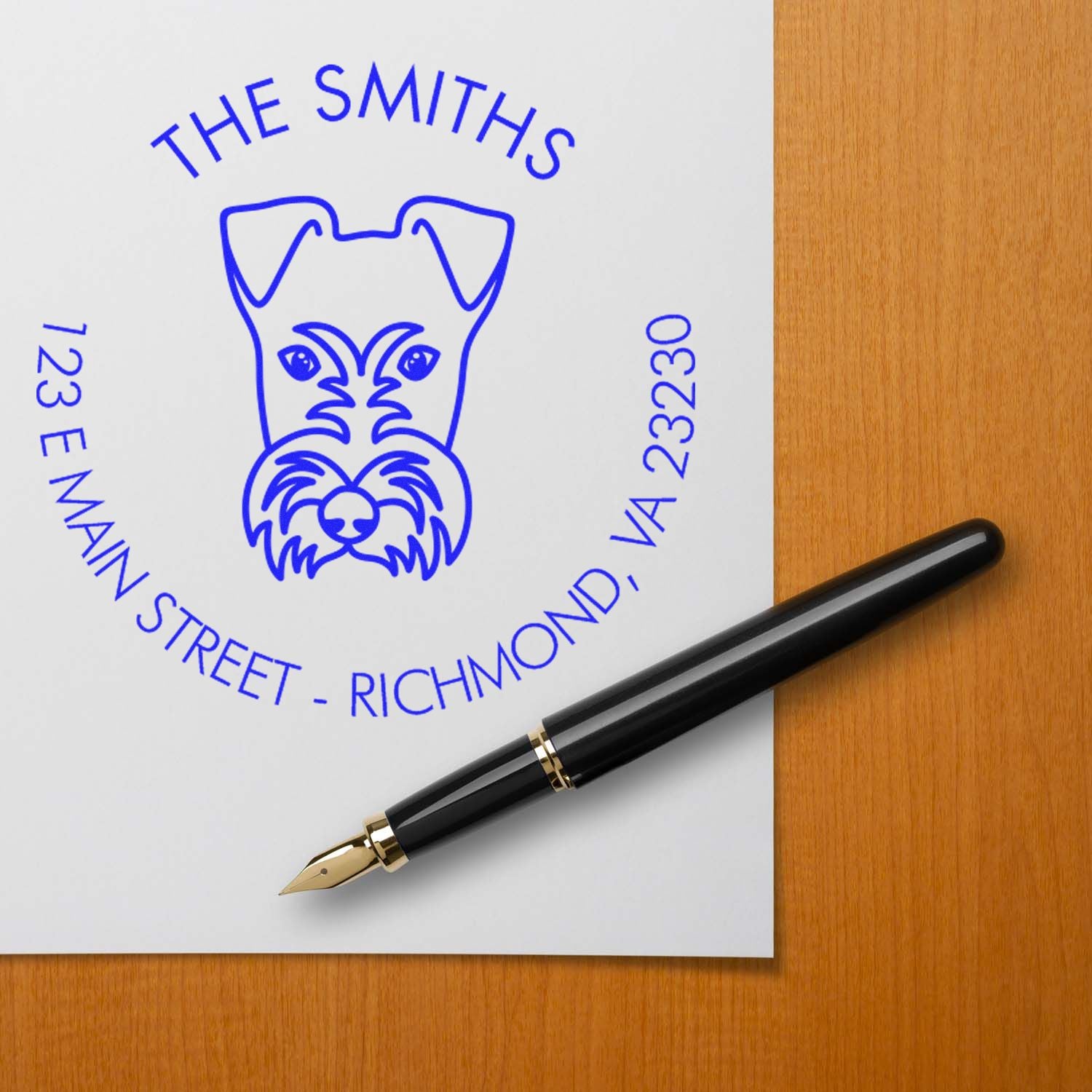 Wood Handle Fox Terrier Custom Made Address Stamp for Envelopes