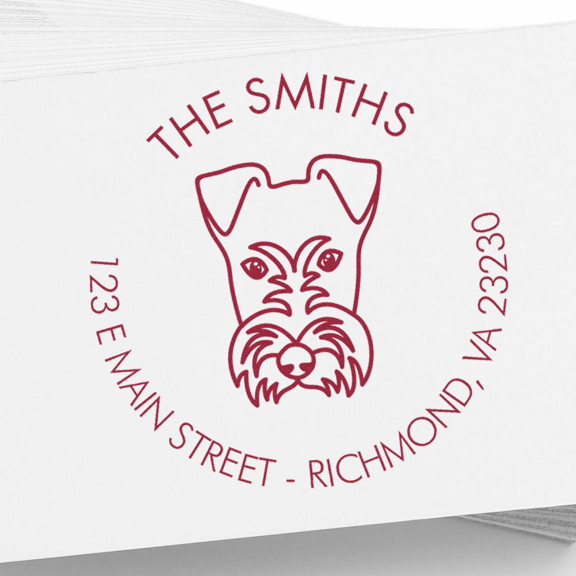 Wood Handle Fox Terrier Custom Made Address Stamp for Envelopes