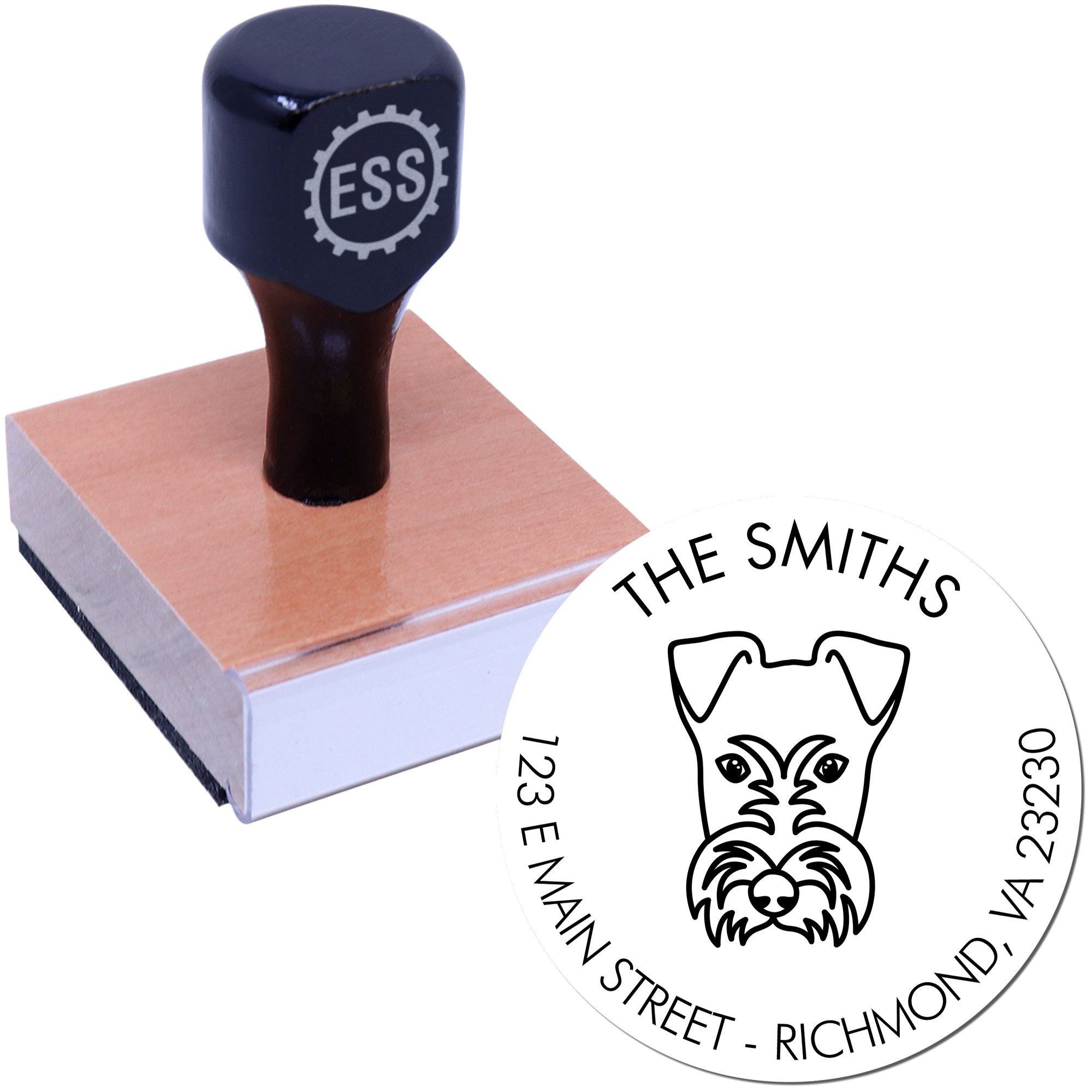 Wood Handle Fox Terrier Custom Made Address Stamp for Envelopes