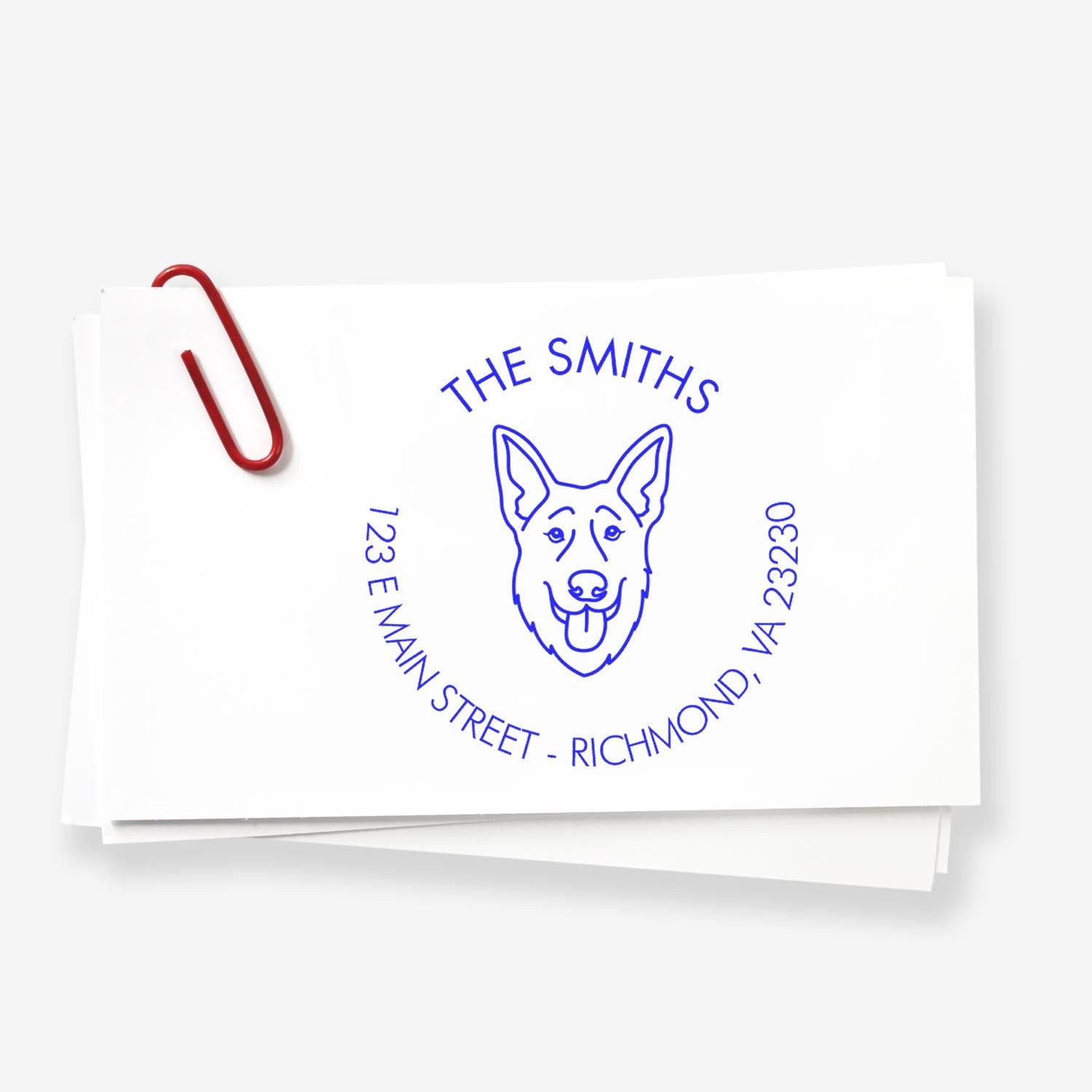 Slim Pre-Inked German Shepherd Personalized Home Address Stamp for Envelopes - Engineer Seal Stamps
