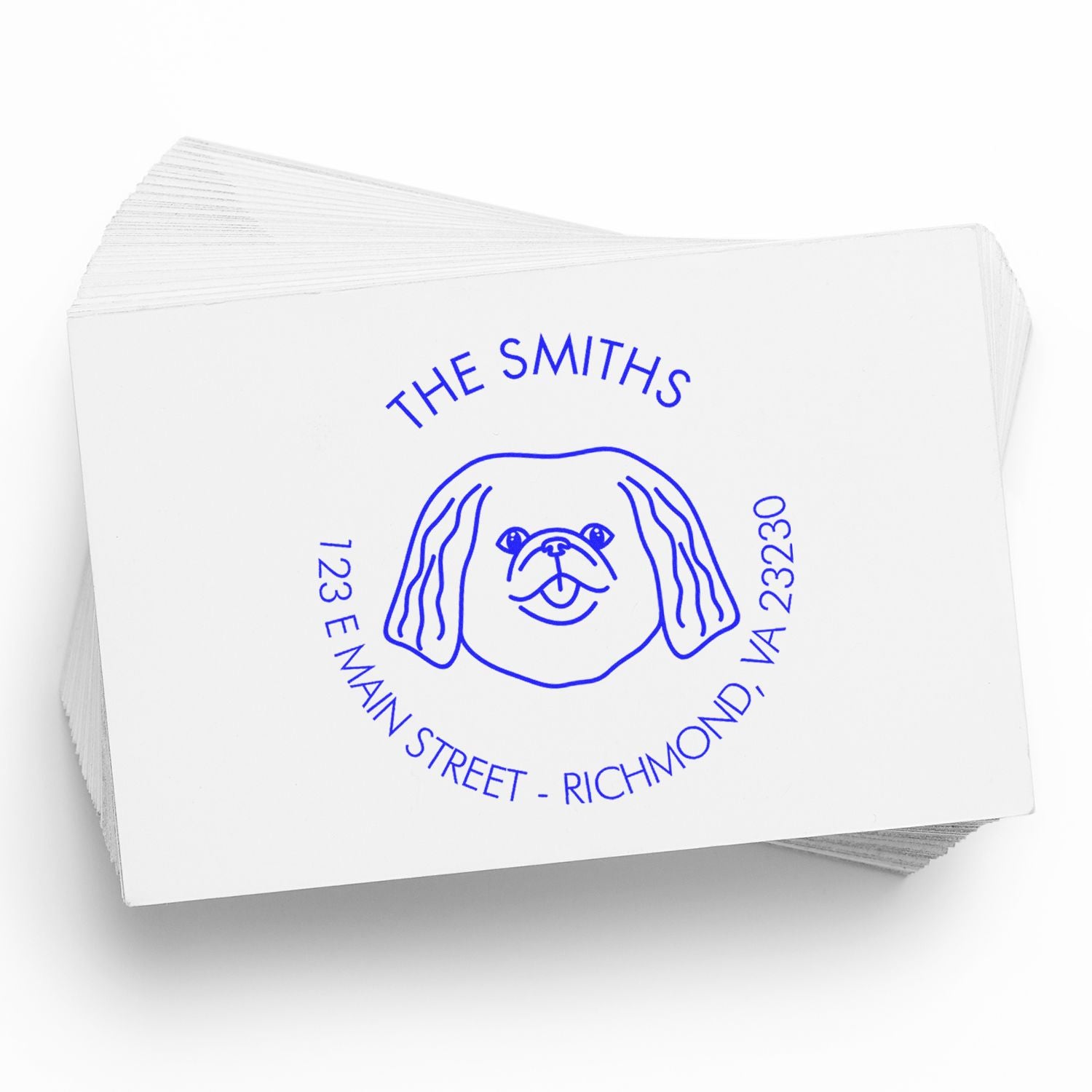 Wood Handle Pekingese Custom Made Dog Return Address Stamp