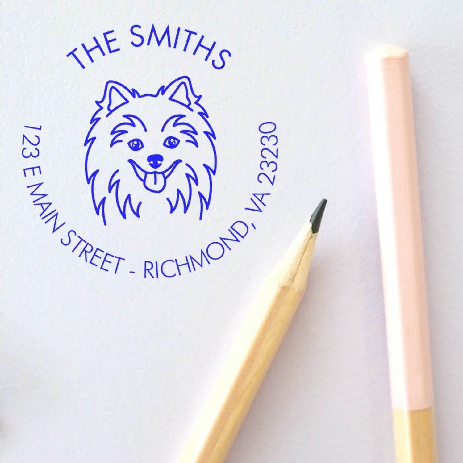 Wood Handle Pomeranian Custom Made Easy-To-Use Address Stamp