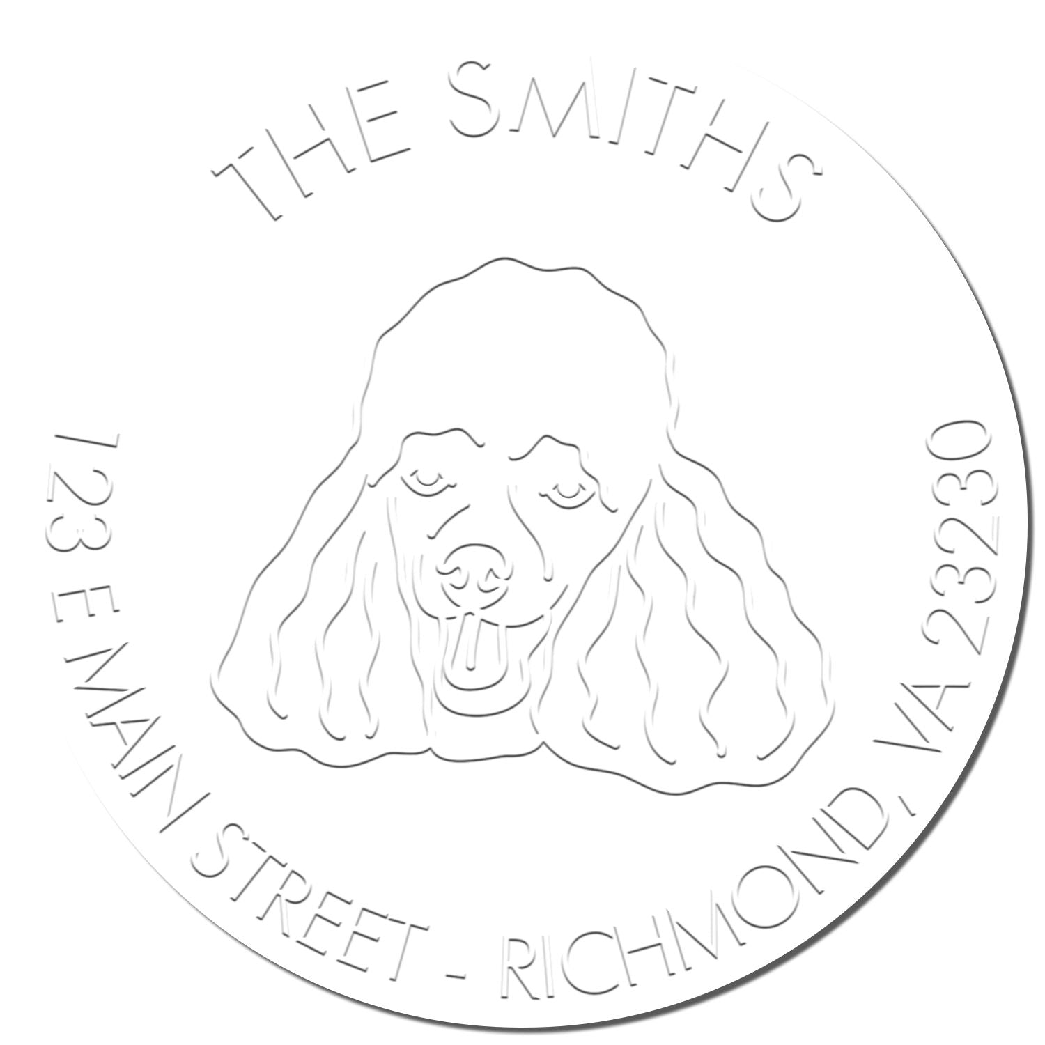 Personalizable Return Address Embossing Seal with Poodle Dog