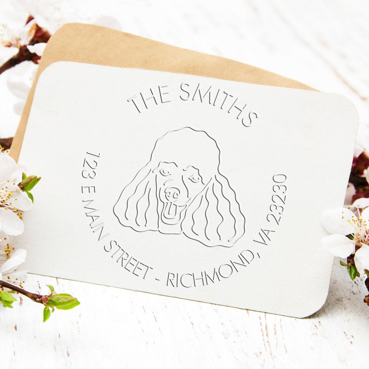 Personalizable Return Address Embossing Seal with Poodle Dog