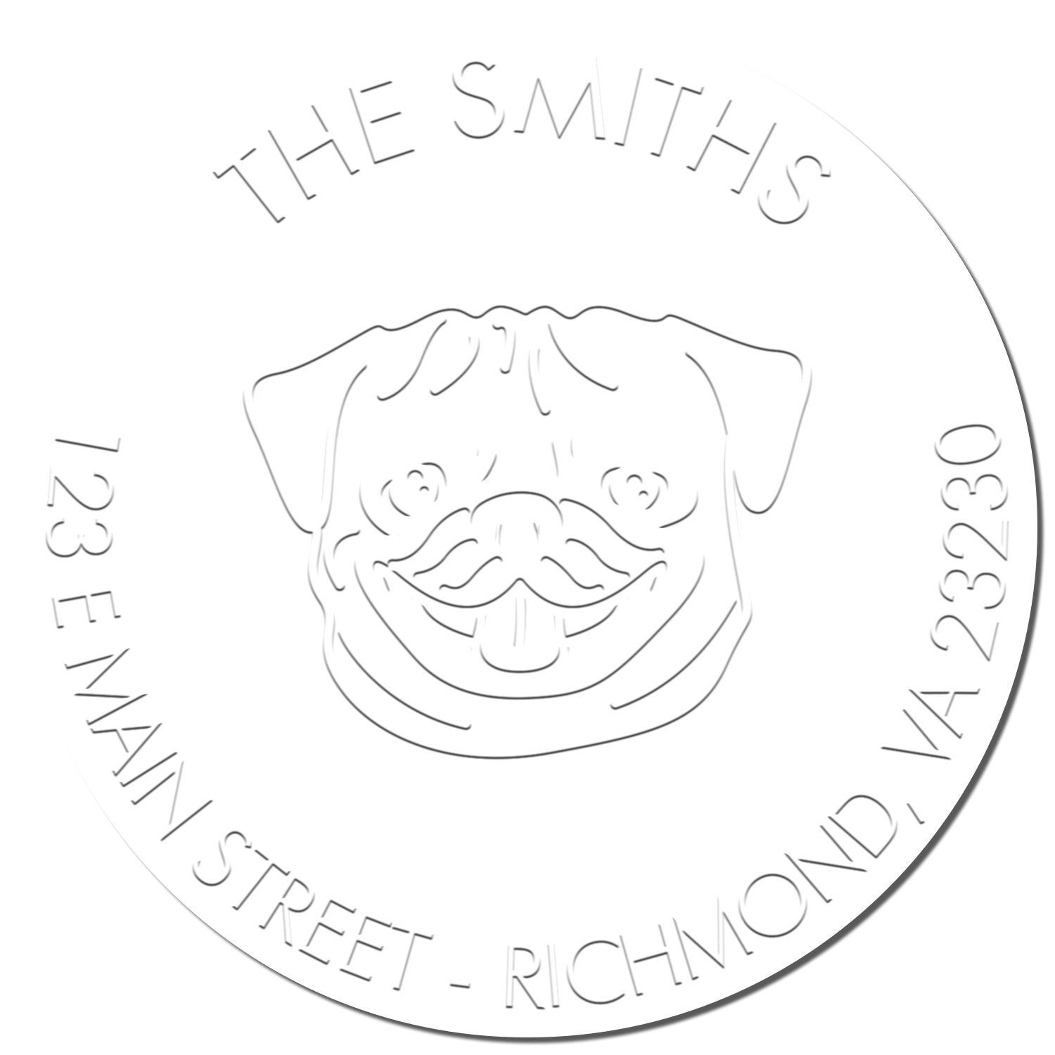 Personalizable Return Address Seal Stamp with Pug Dog