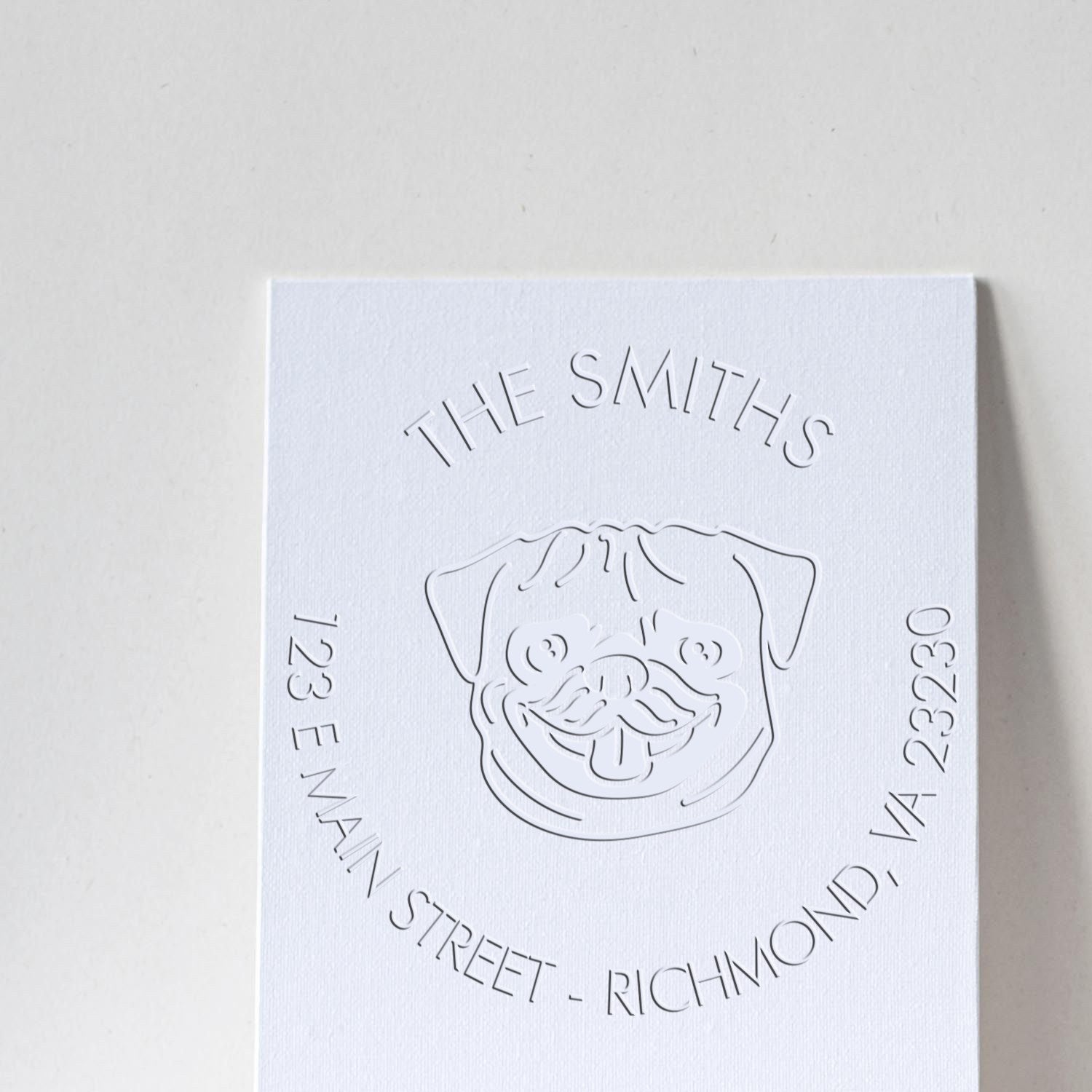 Personalizable Return Address Seal Stamp with Pug Dog
