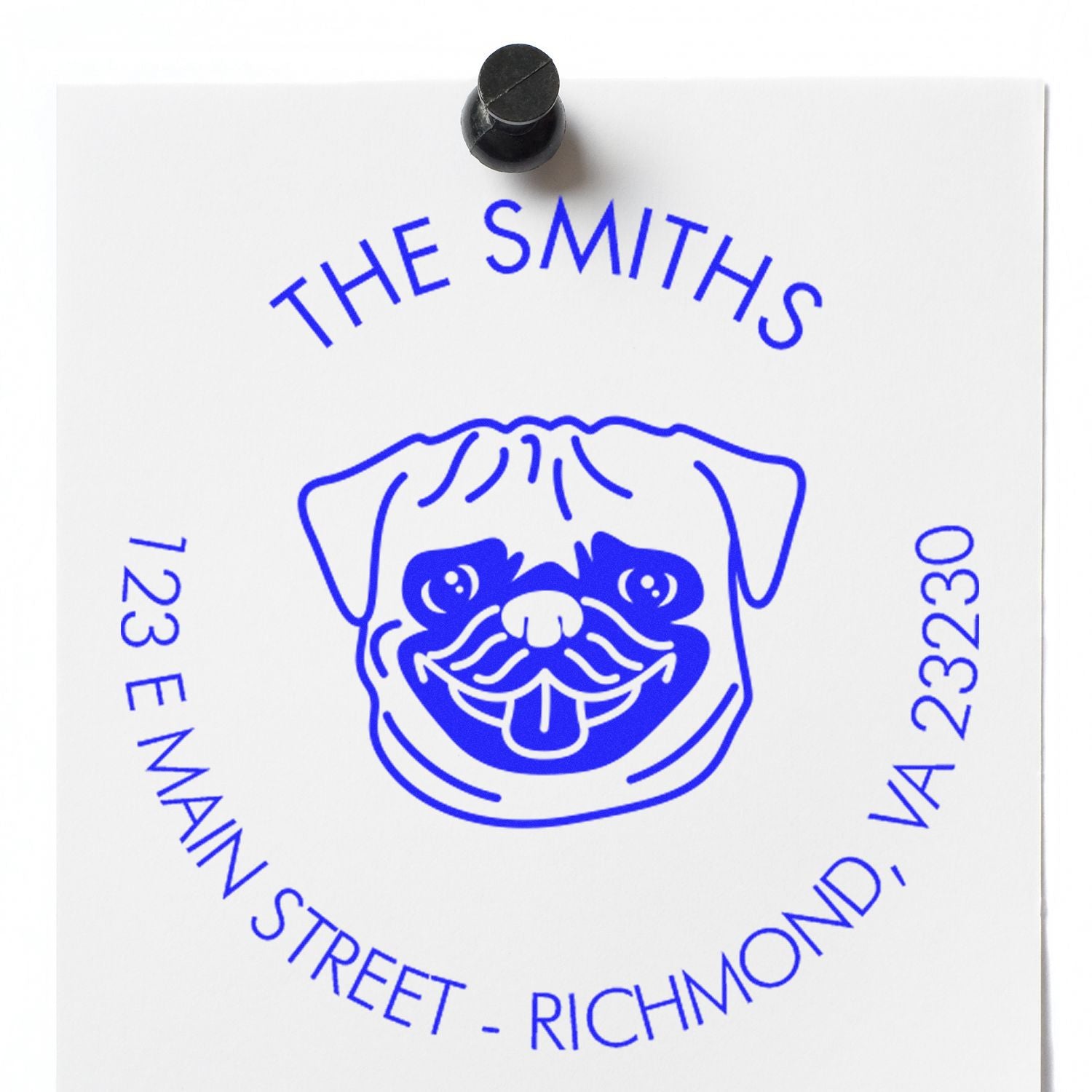 PSI Pre-Inked Pug Made-to-Order Address Rubber Stamp - Engineer Seal Stamps