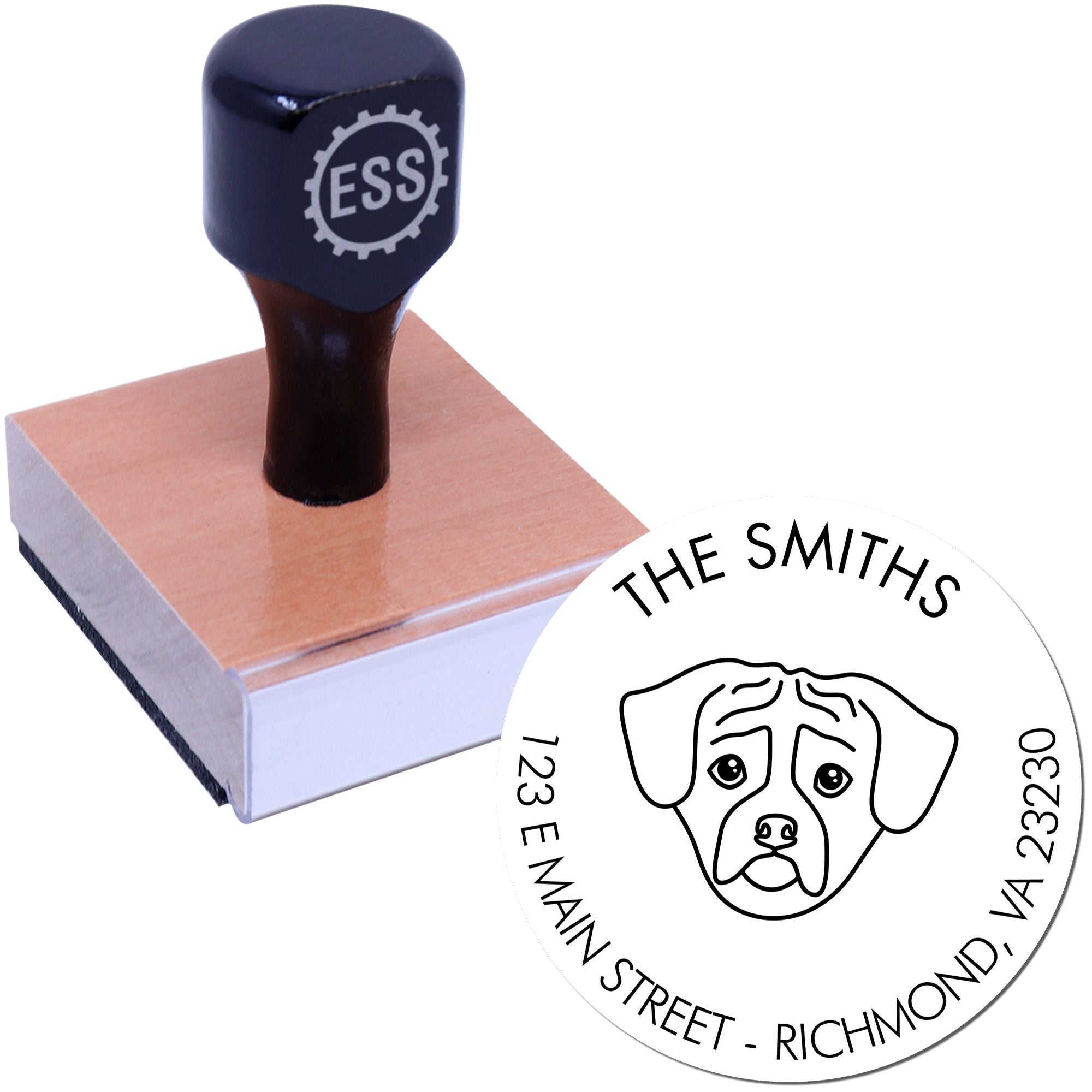 Wood Handle Puggle Custom Made Easy-To-Use Address Stamper