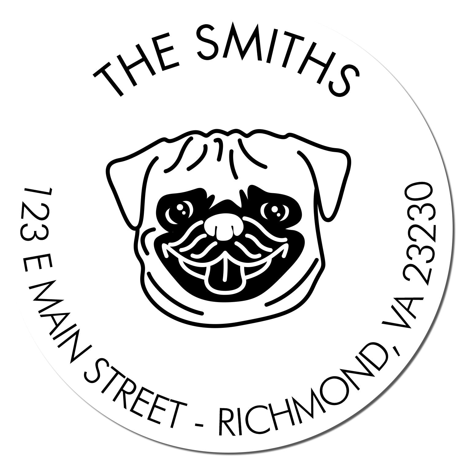 PSI Pre-Inked Pug Made-to-Order Address Rubber Stamp - Engineer Seal Stamps