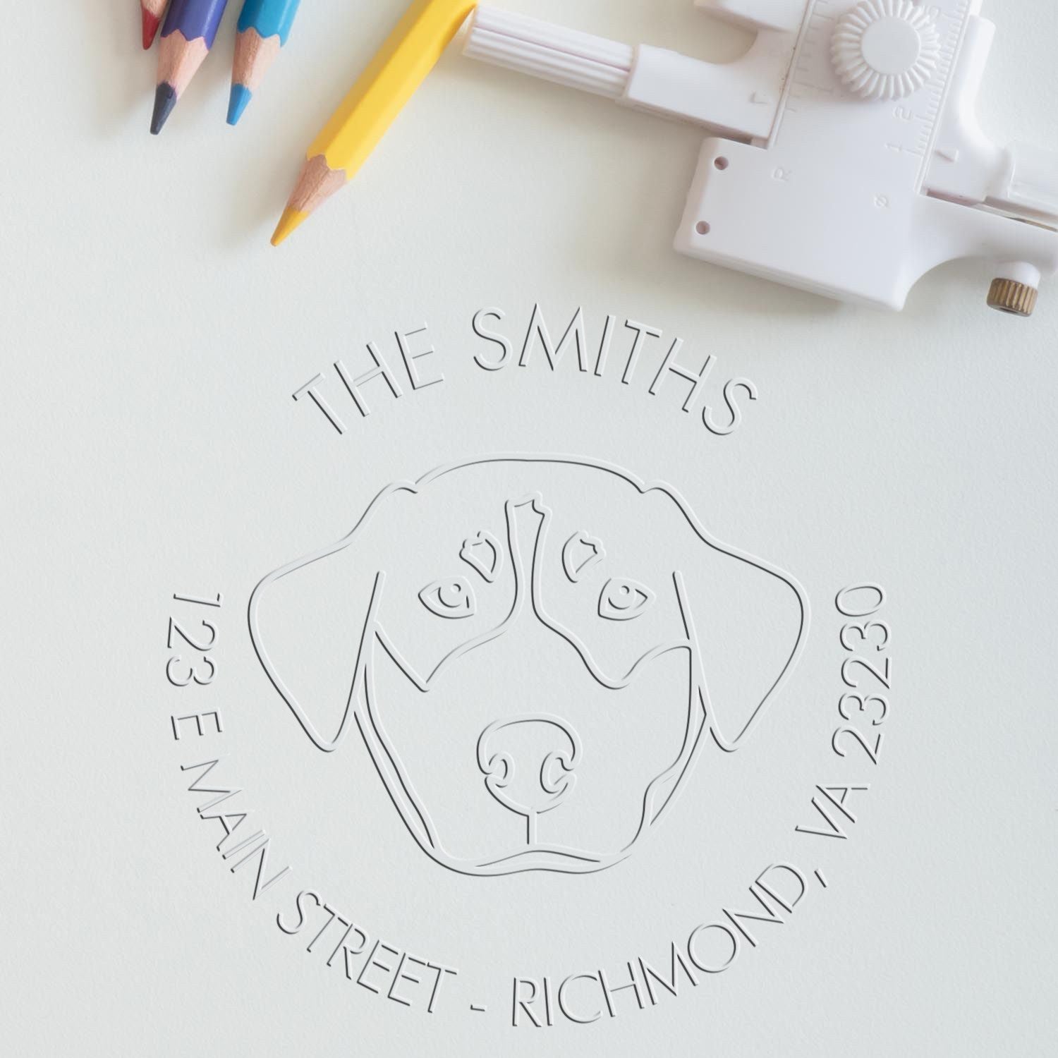 Personalizable Address Return Soft Embosser with Rottweiler Dog