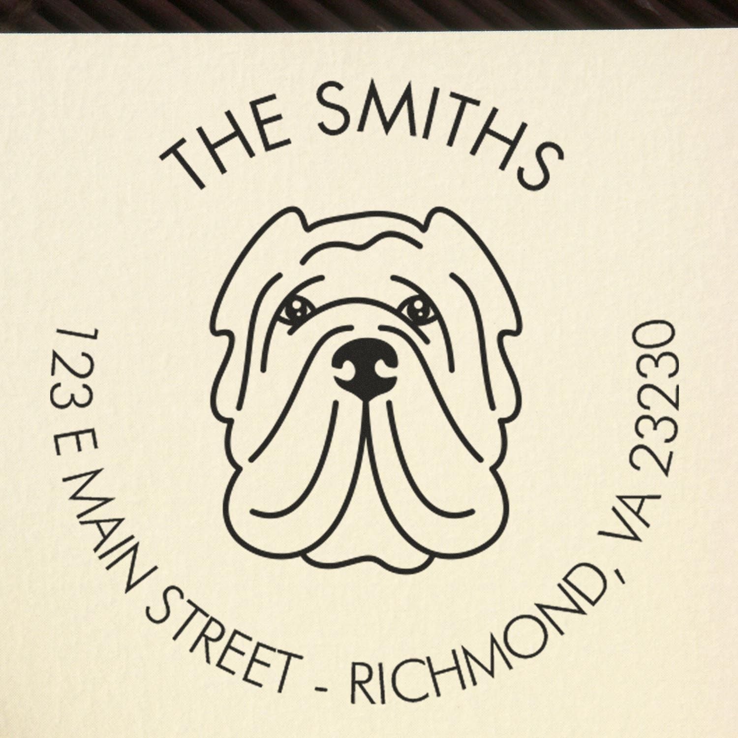 Wood Handle Sharpei Custom Made Home Address Rubber Stamp