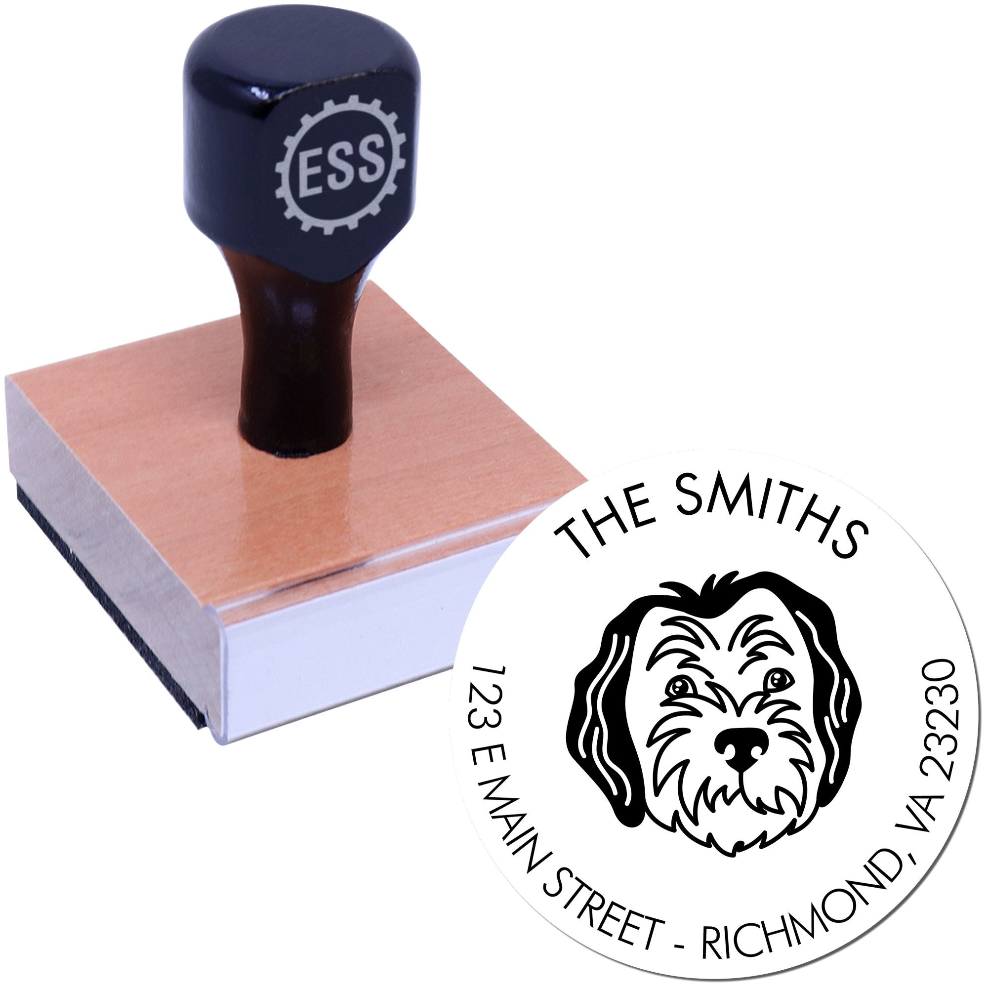 Wood Handle Sheepadoodle Custom Made Home Address Stamp