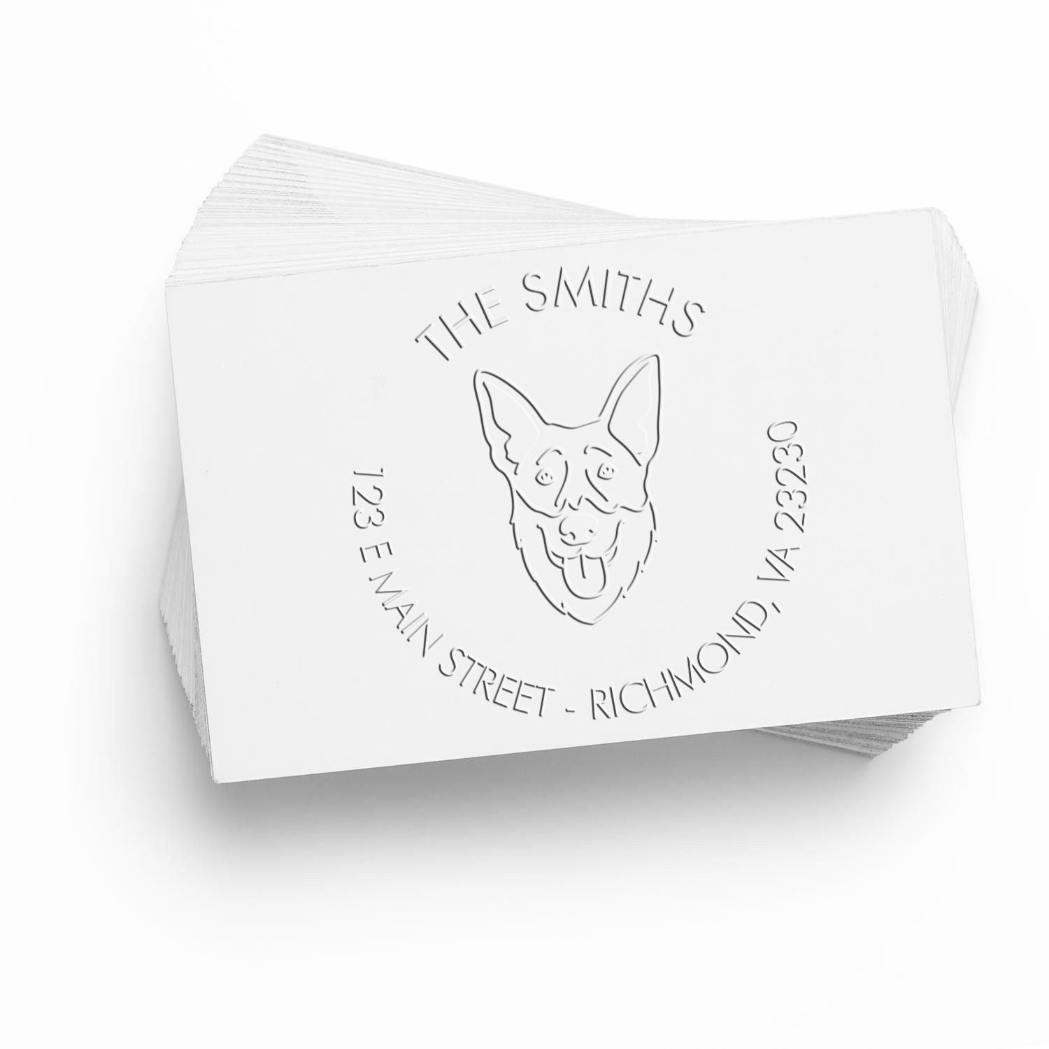 Shepsky Dog Custom-Made Address Return Embossed Seal